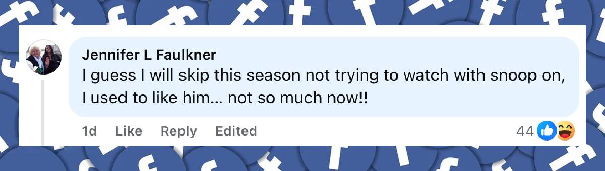 A netizen's comment on Snoop Dogg, dated May 12, 2025 | Source: Facebook/NBCTheVoice