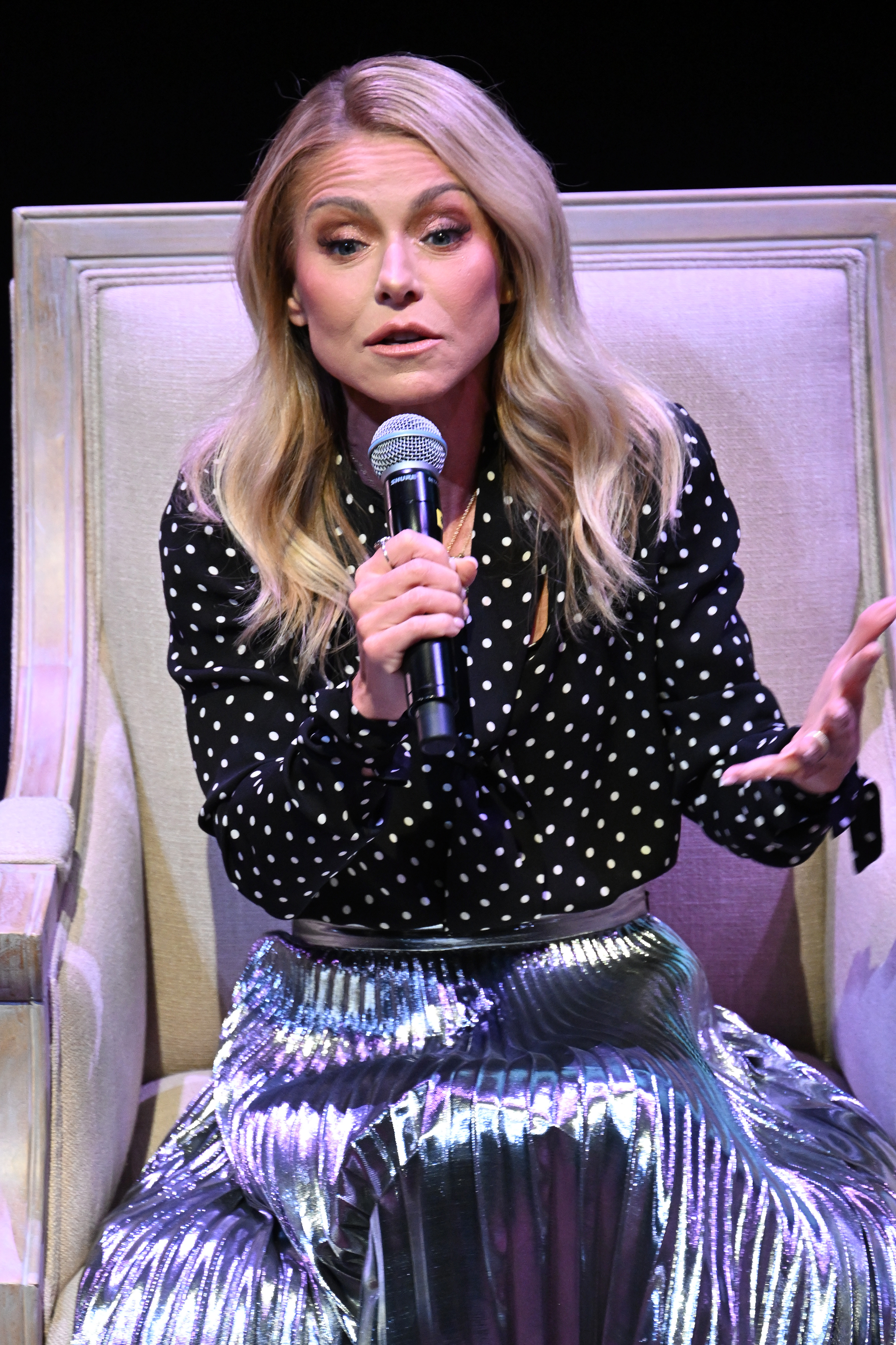 Ripa discussed her book Live Wire: Long-Winded Short Stories during a tour stop in Louisville, Kentucky, in October 2022. She later revealed that she had postponed her recommended gum procedure for half a decade before her doctor told her she could no longer wait. | Source: Getty Images
