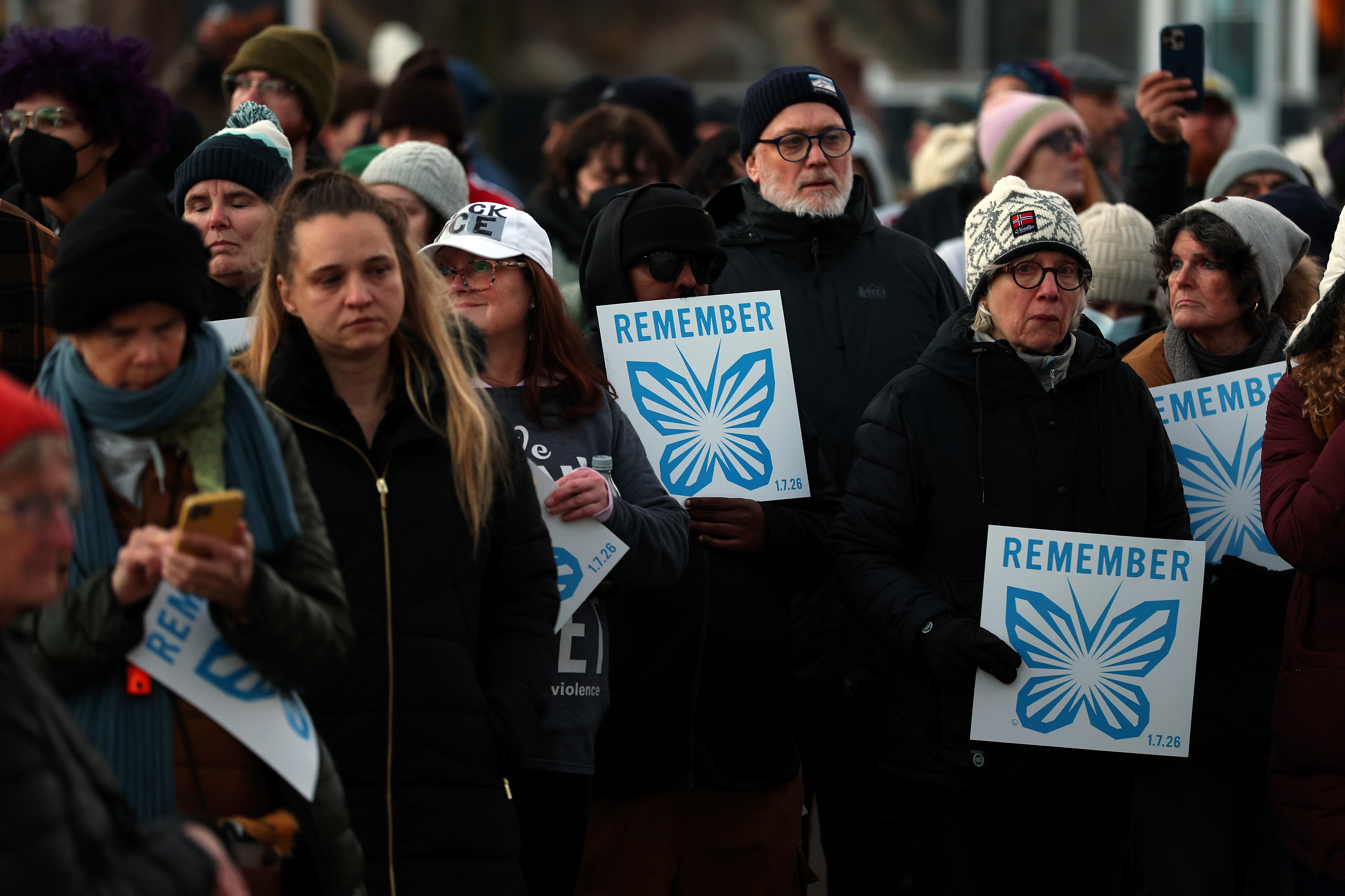 People gather for a vigil following a shooting by an ICE agent during federal law enforcement operations on January 7, 2026, in Minneapolis, Minnesota | Source: Getty Images