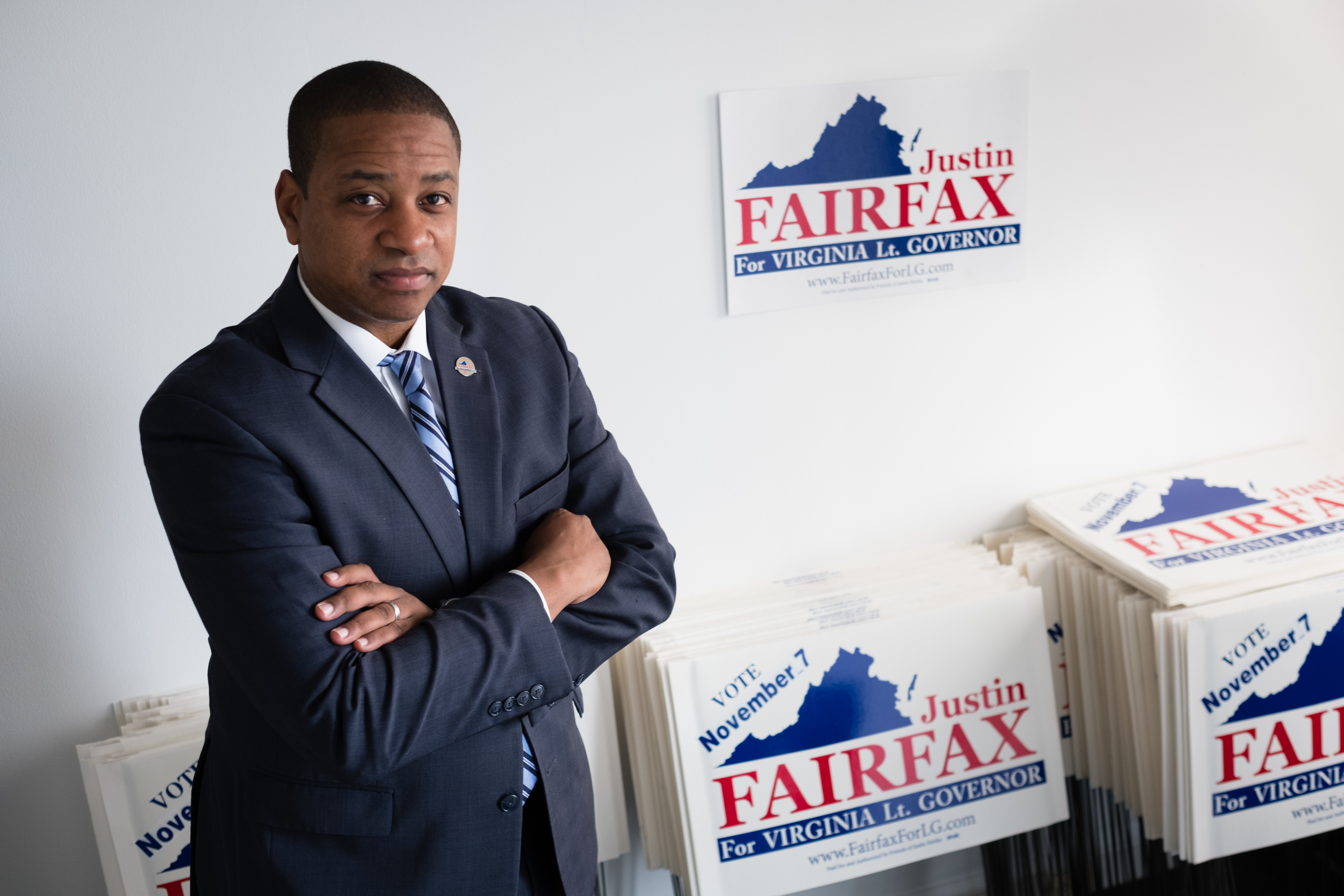 Justin Fairfax is pictured during an interview at his campaign headquarters in Arlington, VA on Wednesday September 13, 2017. | Source: Getty Images