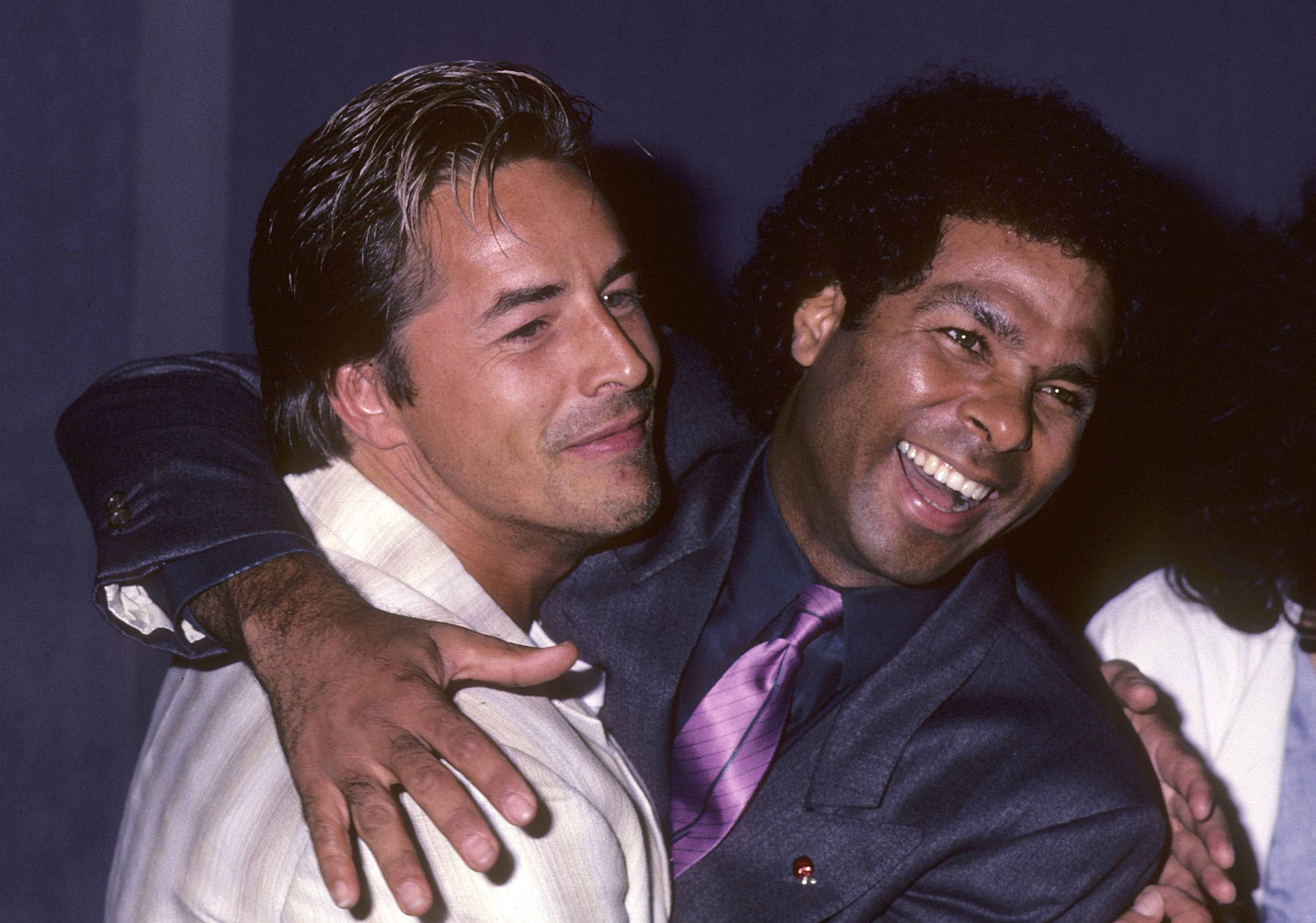 Don Johnson and Philip Michael Thomas attend the "Miami Vice" press conference on June 14, 1985 | Source: Getty Images