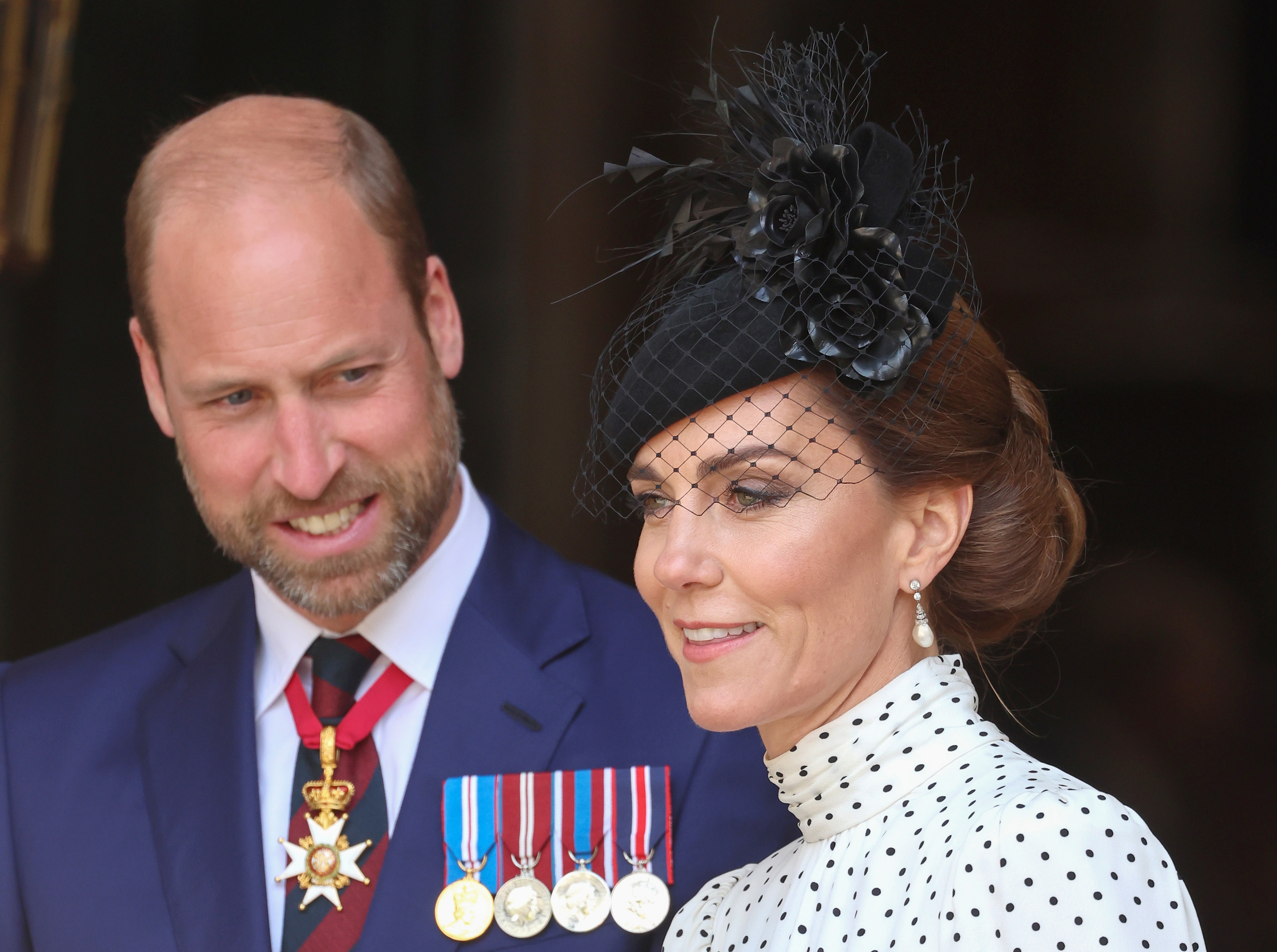 Prince William and Princess Catherine smile as they depart the Thanksgiving Service to mark the 80th anniversary of VE Day at Westminster Abbey on May 8, 2025, in London, England | Source: Getty Images