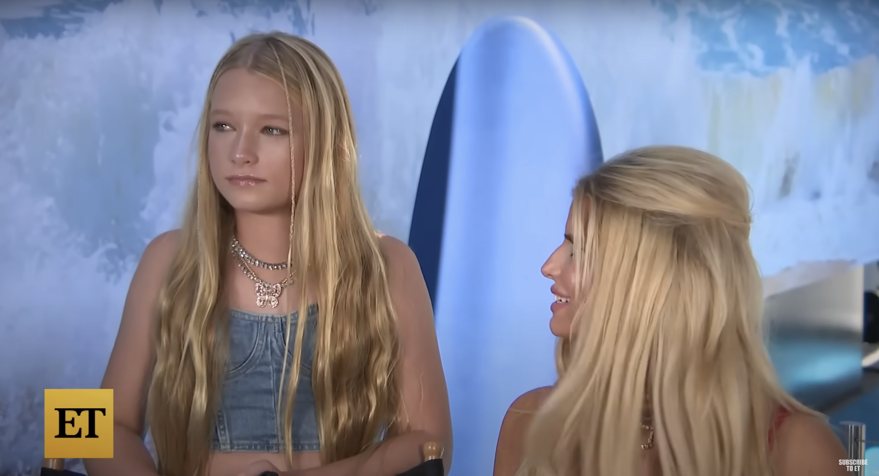 Jessica Simpson is pictured looking at her daughter Maxwell, in a video shared on August 26, 2023 | Source: YouTube/EntertainmentTonight