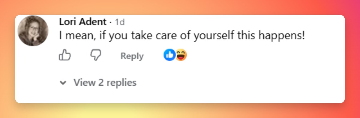 A commenter suggested that self-care can make a difference. | Source: Facebook/Page Six