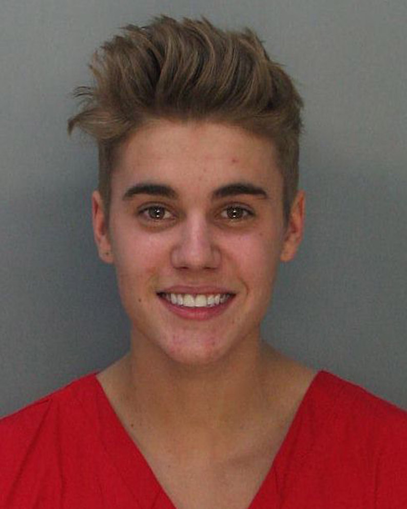 Justin Bieber's mugshot at the Miami-Dade Police Department in Miami, Florida on January 23, 2014. | Source: Getty Images