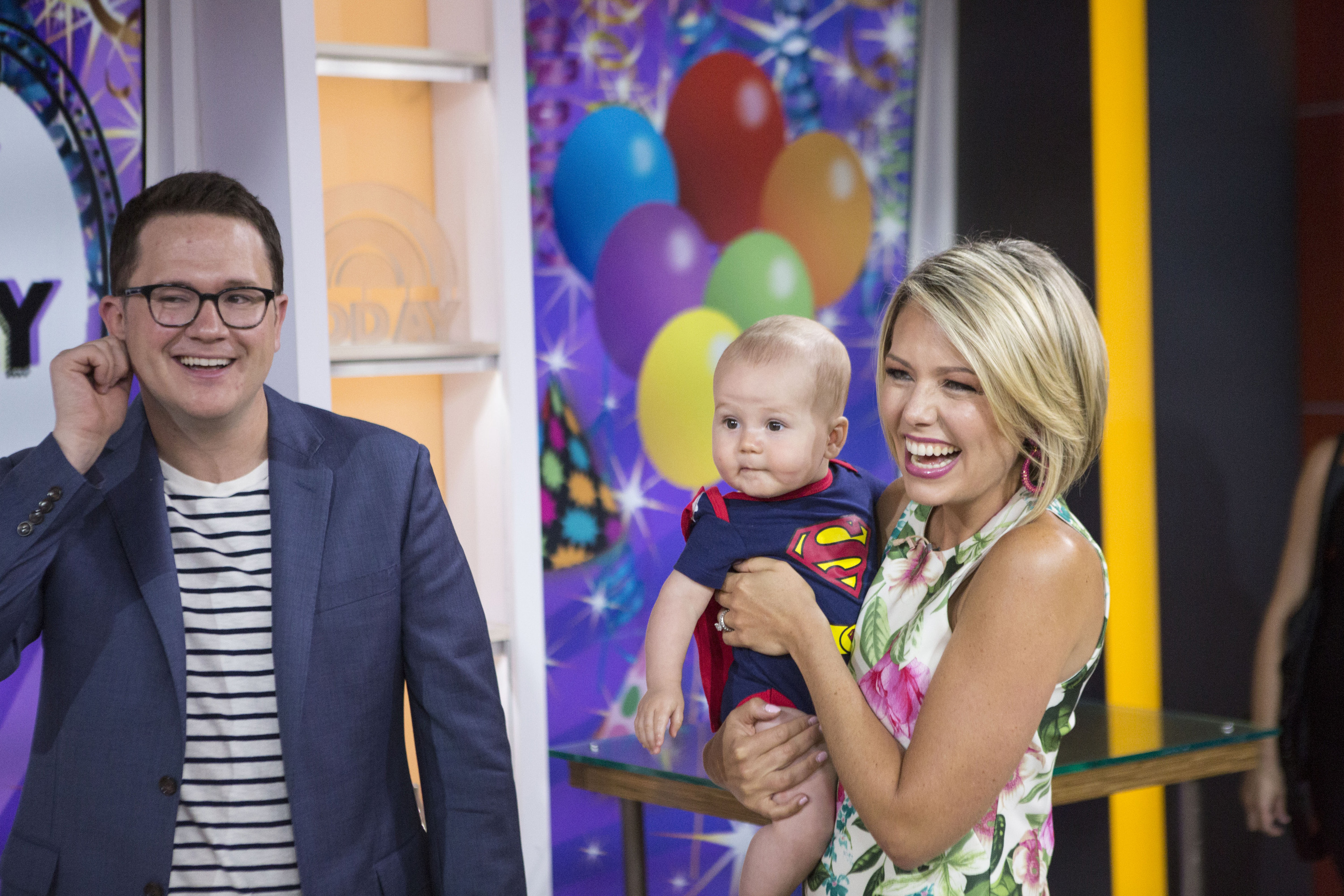 Dylan Dreyer with her son son, Calvin, and husband Brian Fichera on the "TODAY" show on Wednesday, August 2, 2017. | Source: Getty Images