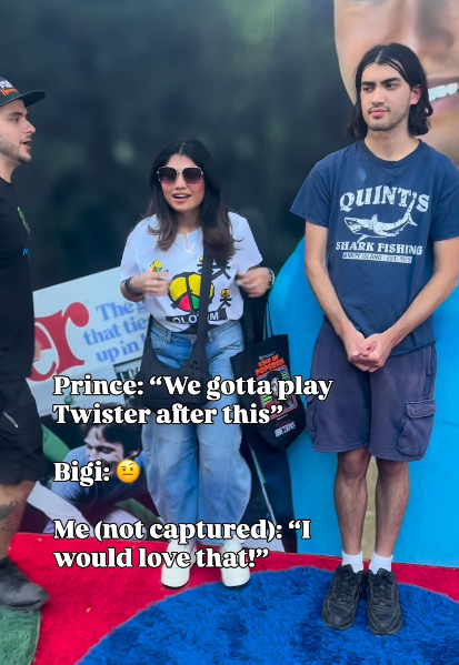 Prince and Bigi Jackson were arranging themselves for a photo with Tanaya Amar, who attened the King of Popcorn event on August 28, 2026. | Source: Instagram/tanayaamar