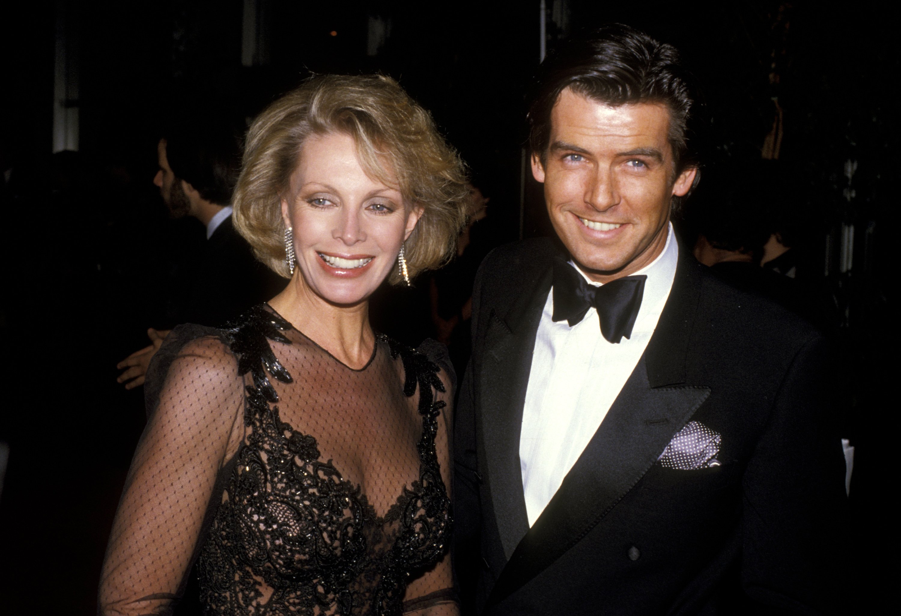 Pierce Brosnan and Wife Cassandra Harris at the 42nd Annual Golden Globe Awards at Beverly Hilton Hotel in Beverly Hills, California, United States. | Source: Getty Images
