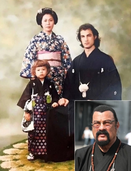 Steven Seagal posed in traditional Japanese attire with his first wife, Miyako Fujitani, and their young son, Kentaro Take-Seagal, in a family portrait shared on August 6, 2026. With Miyako standing behind Kentaro and Steven seated nearby, the throwback captured the family during the years they lived in Japan, before Steven returned to the United States while Miyako remained in Osaka with their children. | Source: X/Dr. M.F. Khan