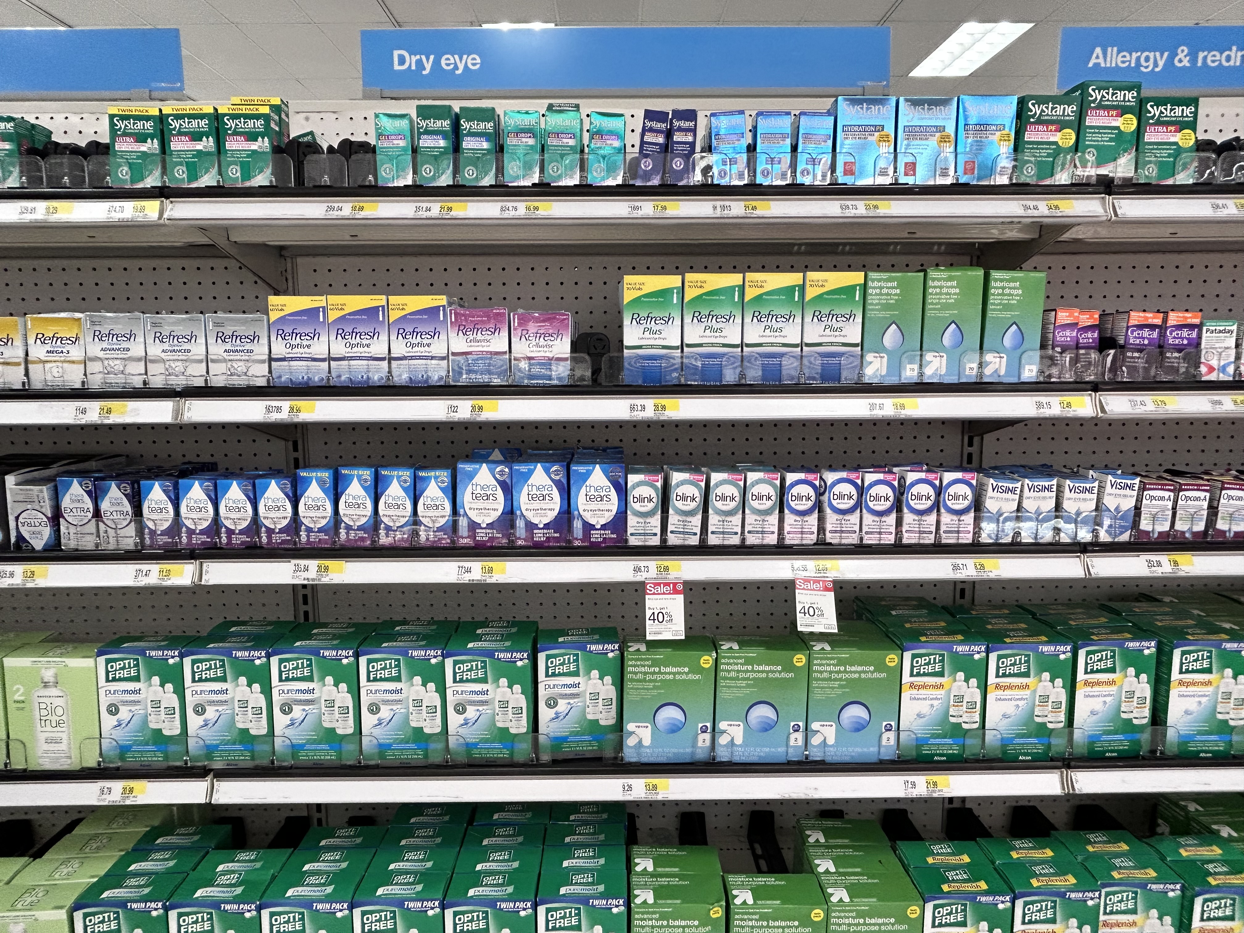 An eye drop aisle at a Target store in Queens, New York; photo taken in 2023. | Source: Getty Images