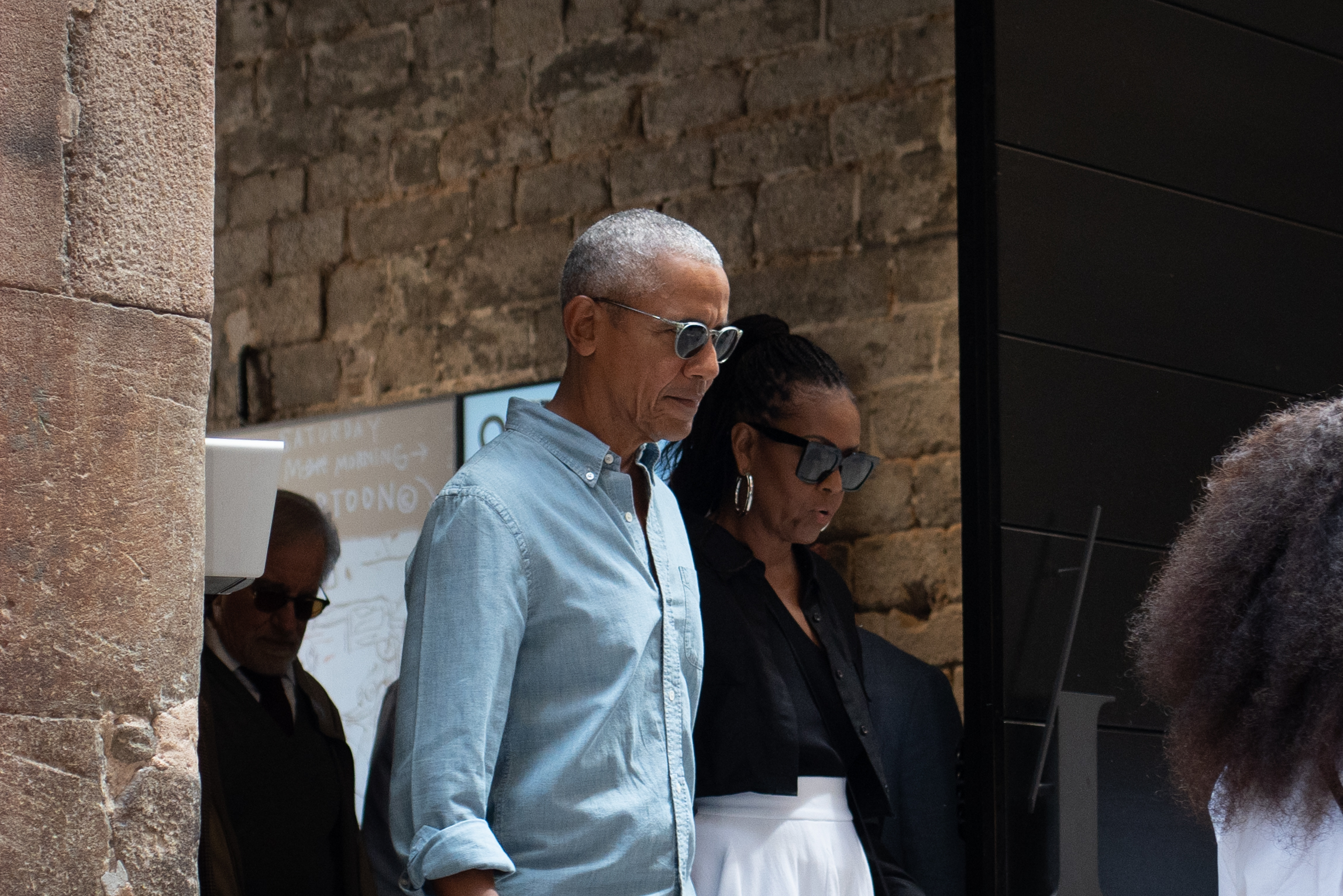 Barack Obama and Michelle Obama as they leave the Moco Museum on April 28, 2023, in Barcelona, Catalonia, Spain | Source: Getty Images