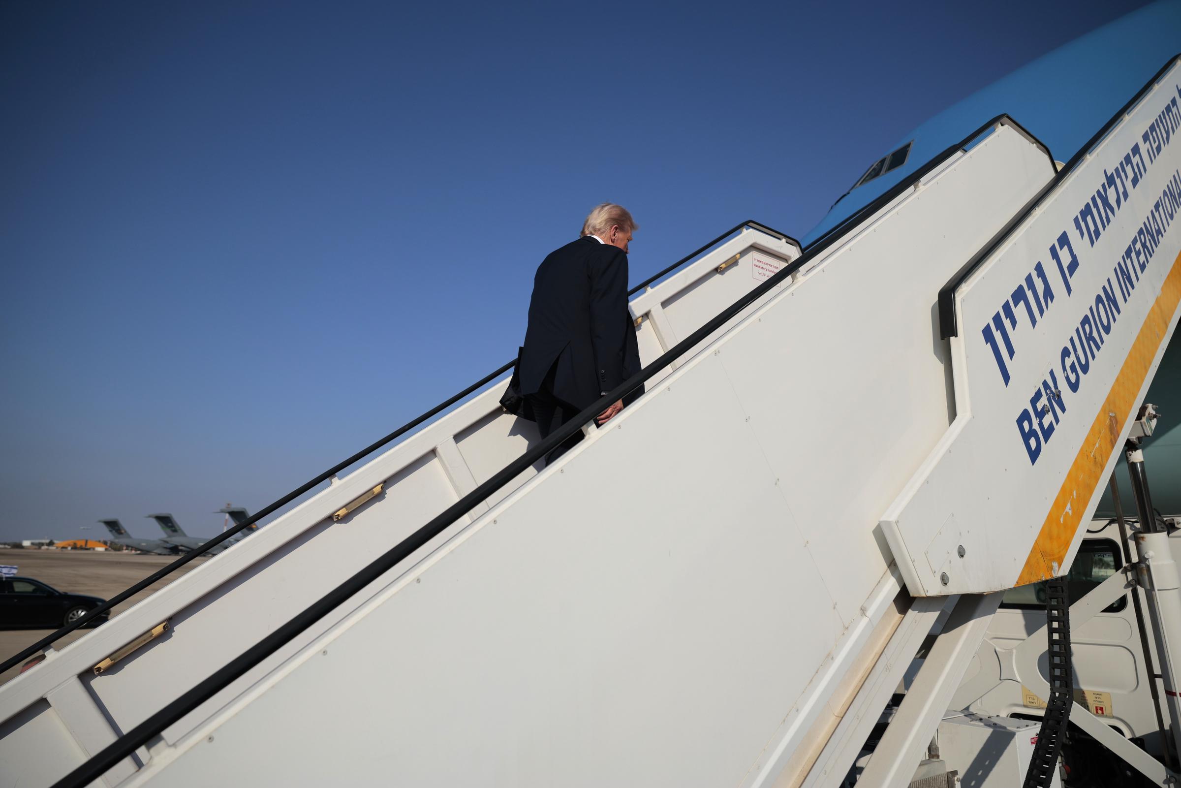 President Donald Trump boards at Ben Gurion International Airport in Tel Aviv, Israel | Source: Getty Images