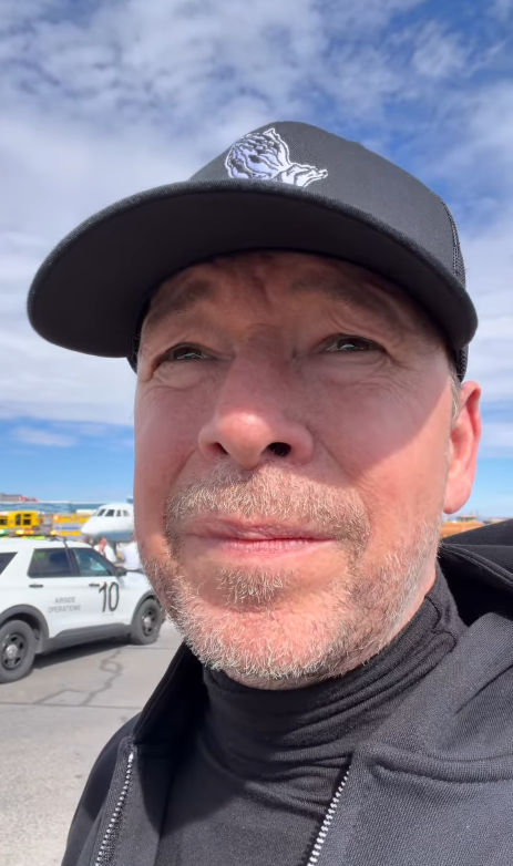 Donnie Wahlberg speaks directly to the camera in a video he initially recorded for friends and family following the Las Vegas runway incident. He later shared the footage publicly after receiving concerned messages about the flight. | Source: Instagram/donniewahlberg