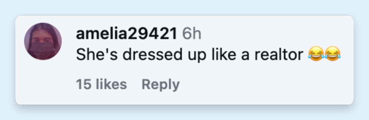 One viewer humorously compared Nicki's unusually formal outfit to something a real estate agent might wear. | Source: Instagram/@justjared