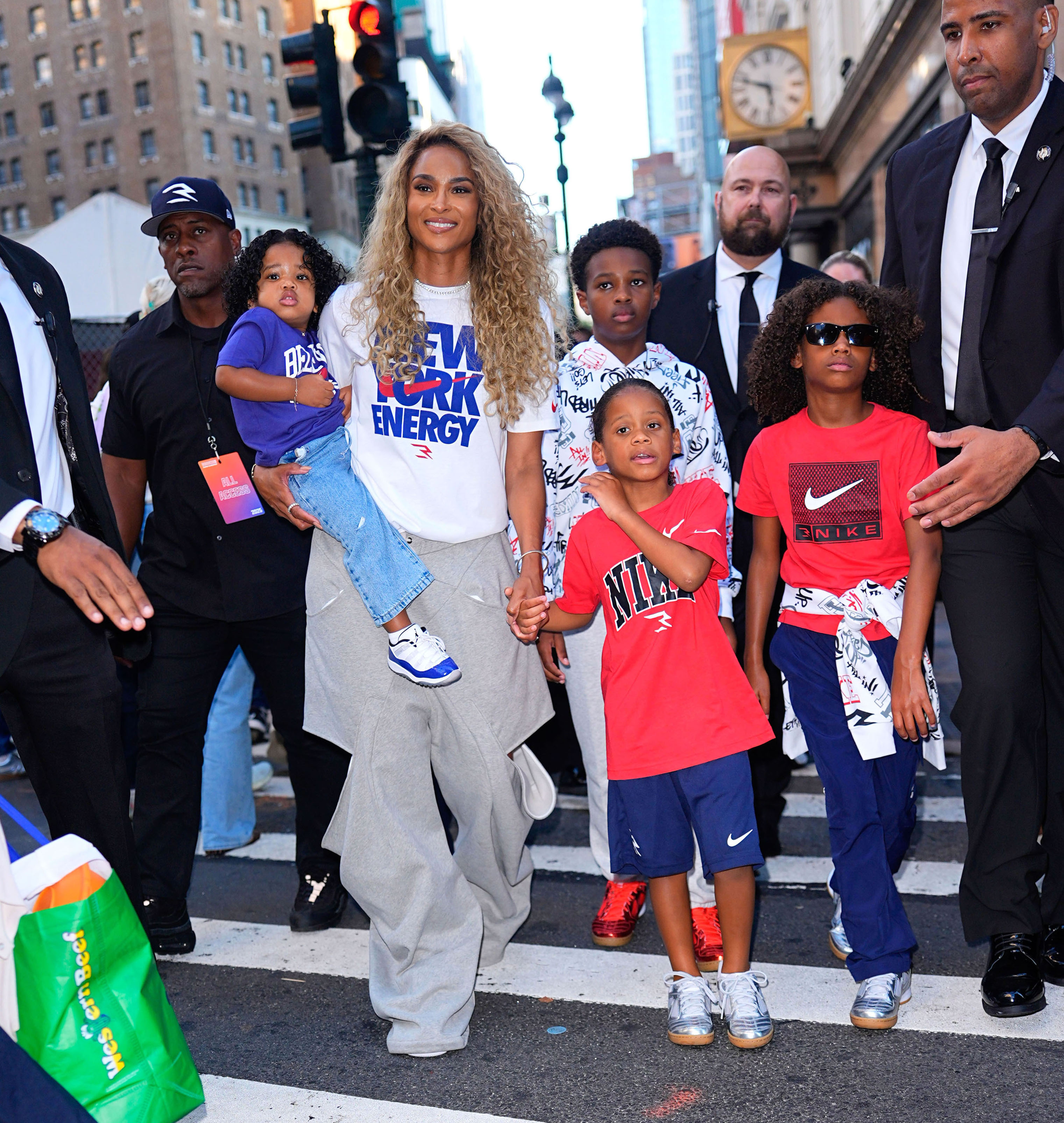Ciara, 39, Amora Princess Wilson, 1, Win Harrison Wilson, 5, Future Zahir Wilburn, 11, and Sienna Princess Wilson, 8, are seen on September 18, 2025, in New York City.