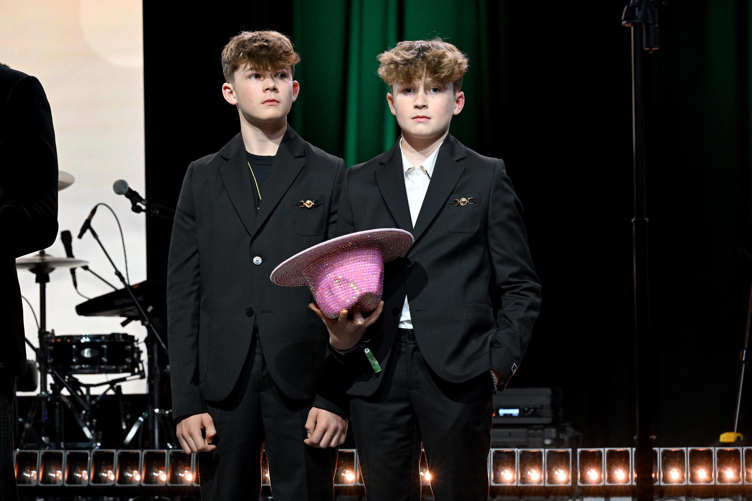 Zachary and Elijah Furnish-John onstage during the Elton John AIDS Foundation's 33rd Annual Academy Awards Viewing Party on March 2, 2025, in West Hollywood, California. | Source: Getty Images