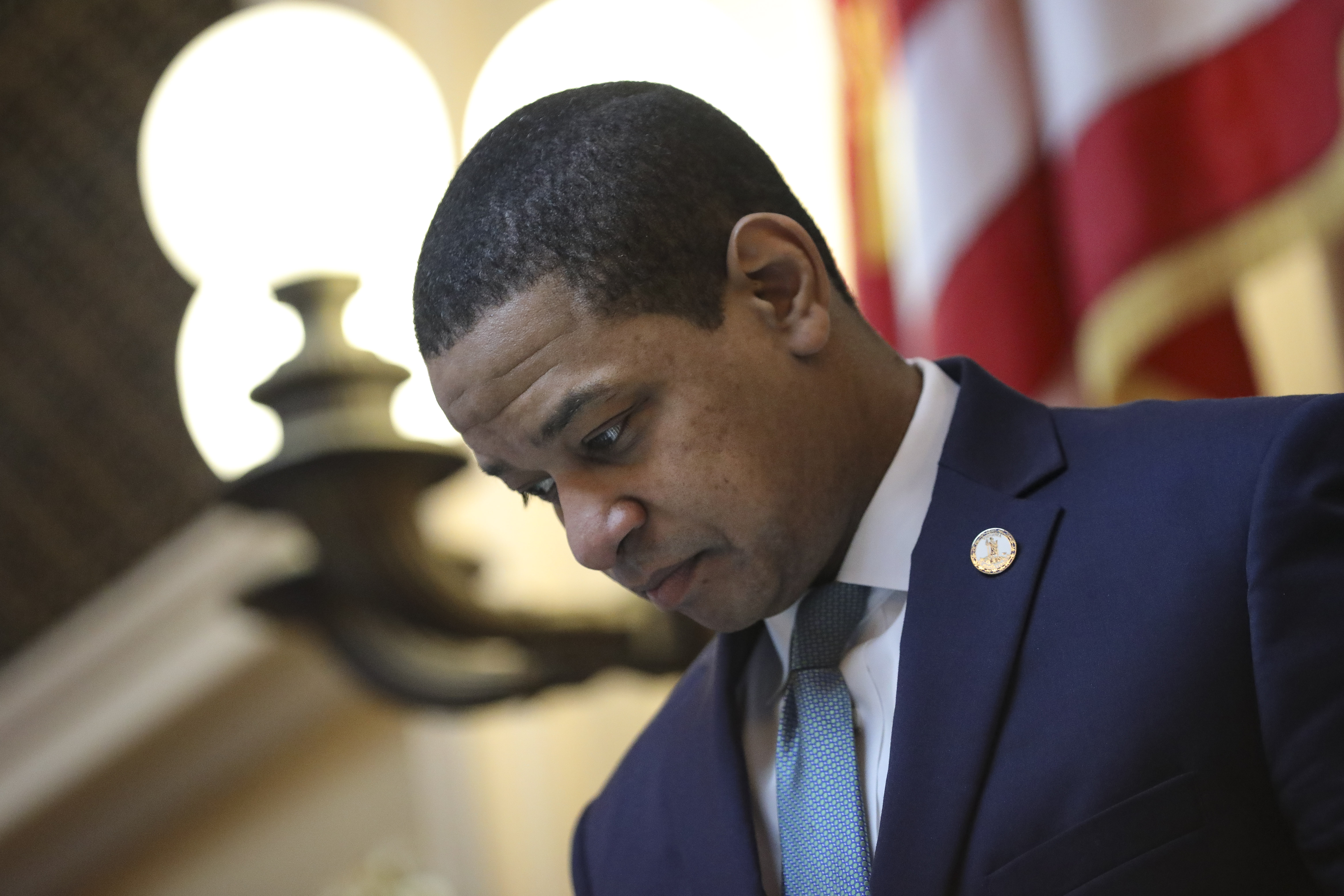 Justin Fairfax presides over the Senate at the Virginia State Capitol in Richmond, Virginia on February 7, 2019. | Source: Getty Images