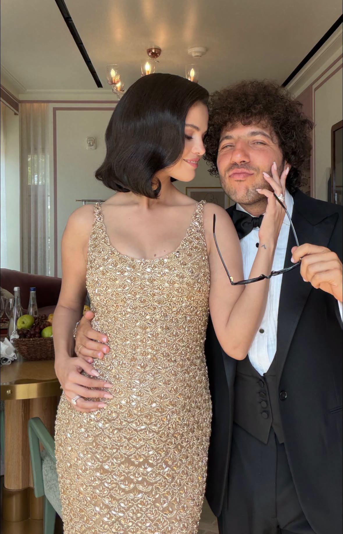 As one of Taylor Swift's closest friends, Selena Gomez and her husband Benny Blanco couldn't miss the event. Here they are looking in love and ready. | Source: Instagram/selenagomez