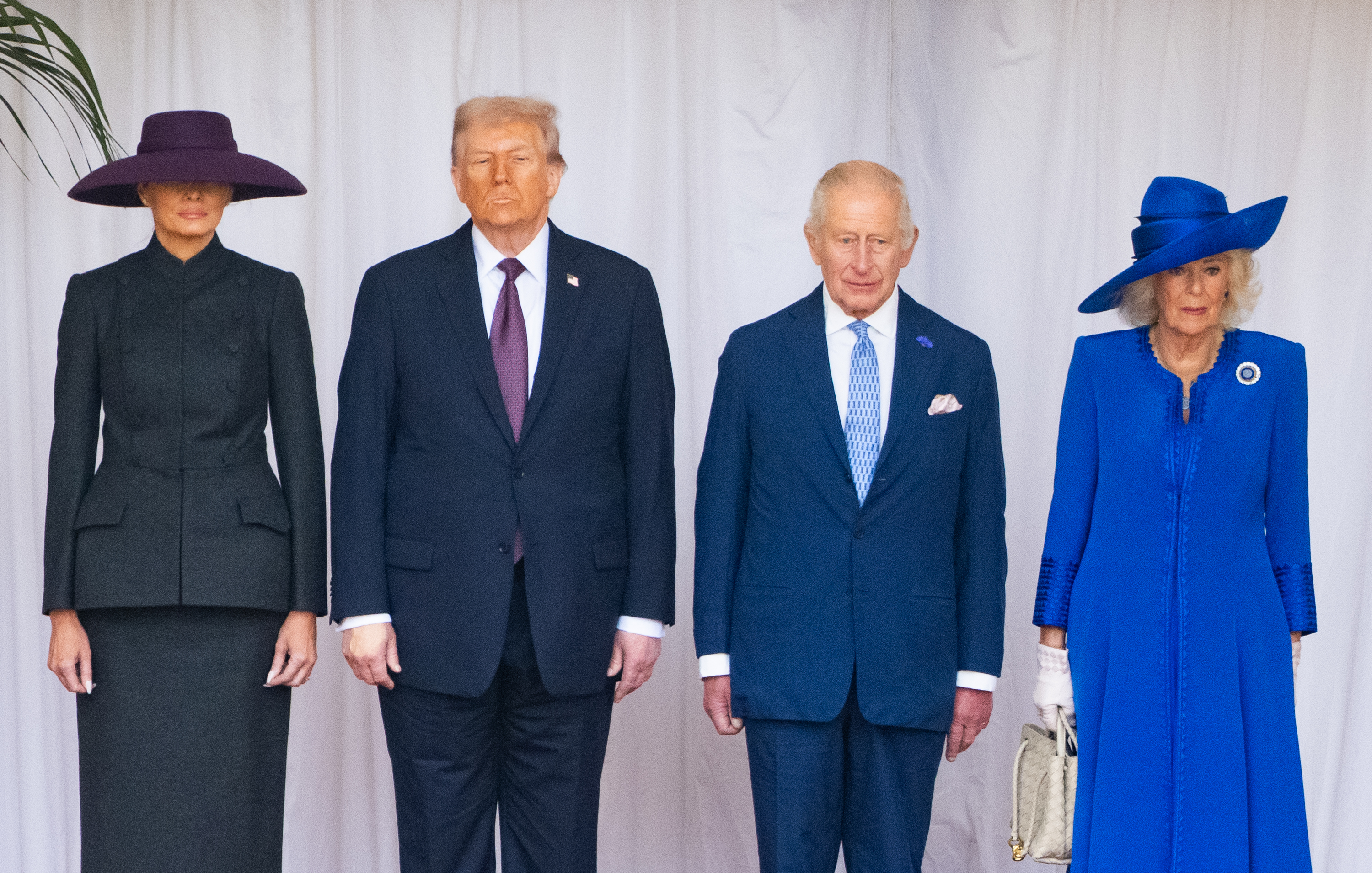 King Charles III and Queen Camilla with First Lady Melania Trump and President Donald Trump at the Ceremonial Welcome during the State visit by the President of the United States of America on September 17, 2025, in Windsor, England. | Source: Getty Images