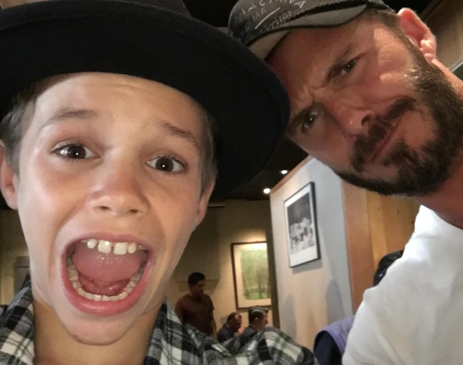 David's Father's Day carousel looked back on years of family memories, beginning with moments like this one with Romeo. The tribute mixed photos of all four children while also giving special attention to Brooklyn. | Source: Instagram/davidbeckham