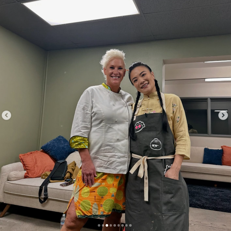 Anne Burrell and Shirley Chung pose backstage during a culinary event, celebrating their shared passion for food and mentorship, posted on June 17, 2025 | Source: Instagram/chfshirleychung