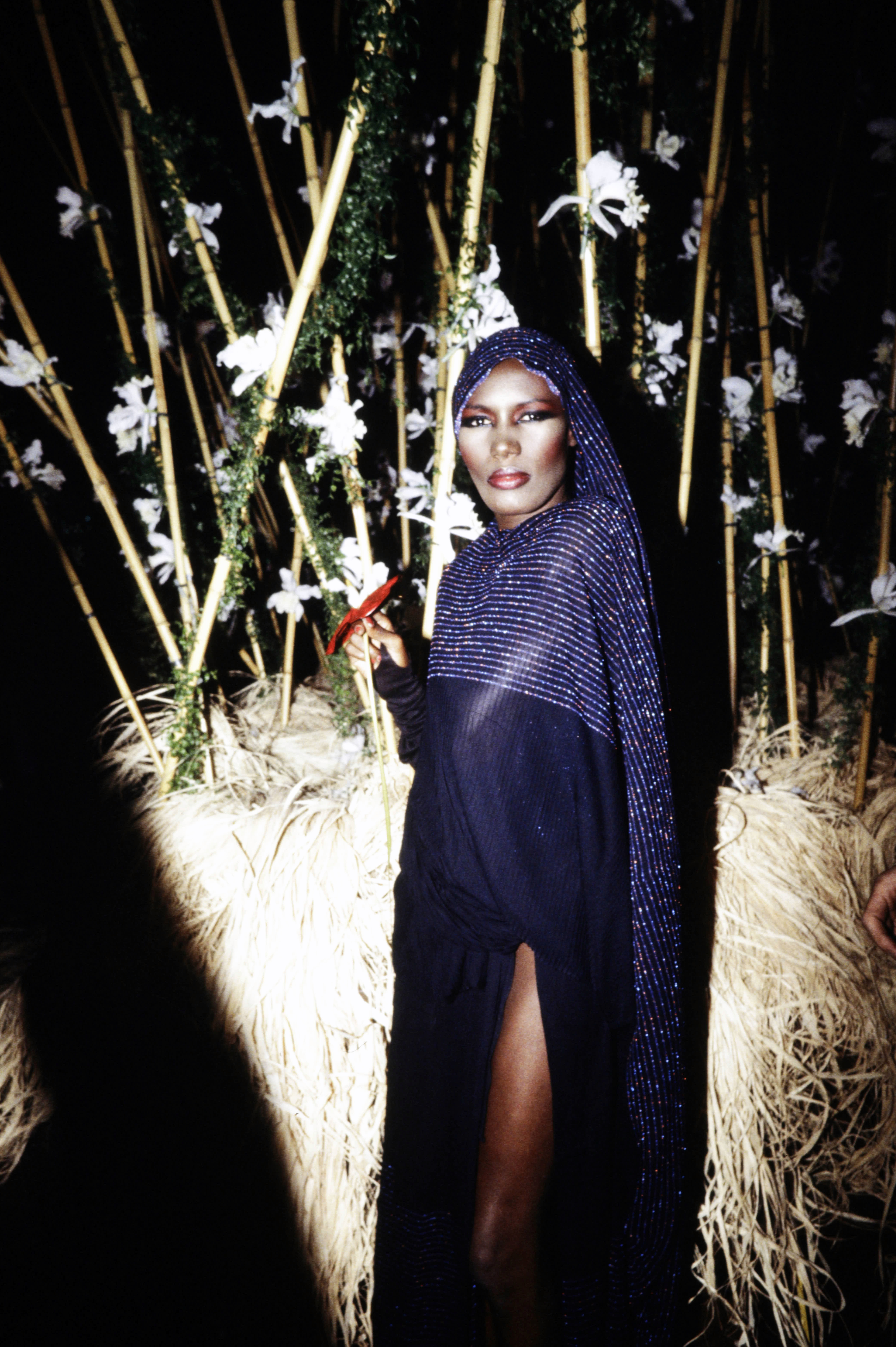 Grace Jones at Yves Saint Laurent's Opium Party in New York City on September 20, 1978. | Source: Getty Images
