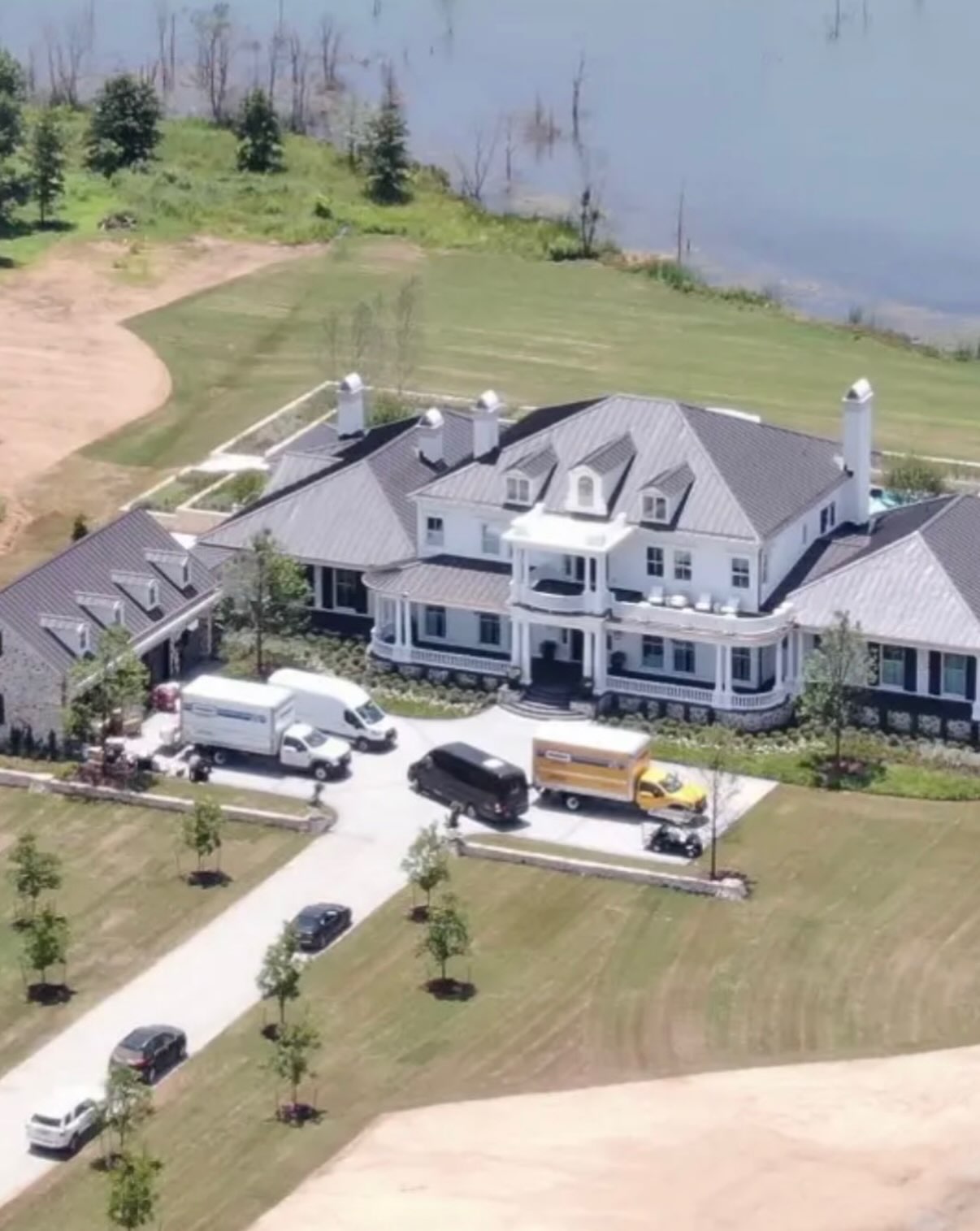 The residence reportedly includes three primary sections as well as an additional semi-detached stone structure. Its sprawling footprint makes the smaller everyday glimpses from the property look even more remarkable. | Source: Instagram/likeafarmerpodcast