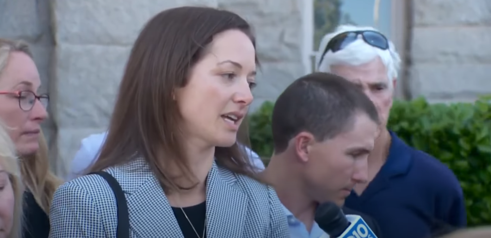 Adrienne Spohr, daughter of the victims, giving a statement to the press. From a video dated July 14, 2025. | Source: YouTube/KCRA 3