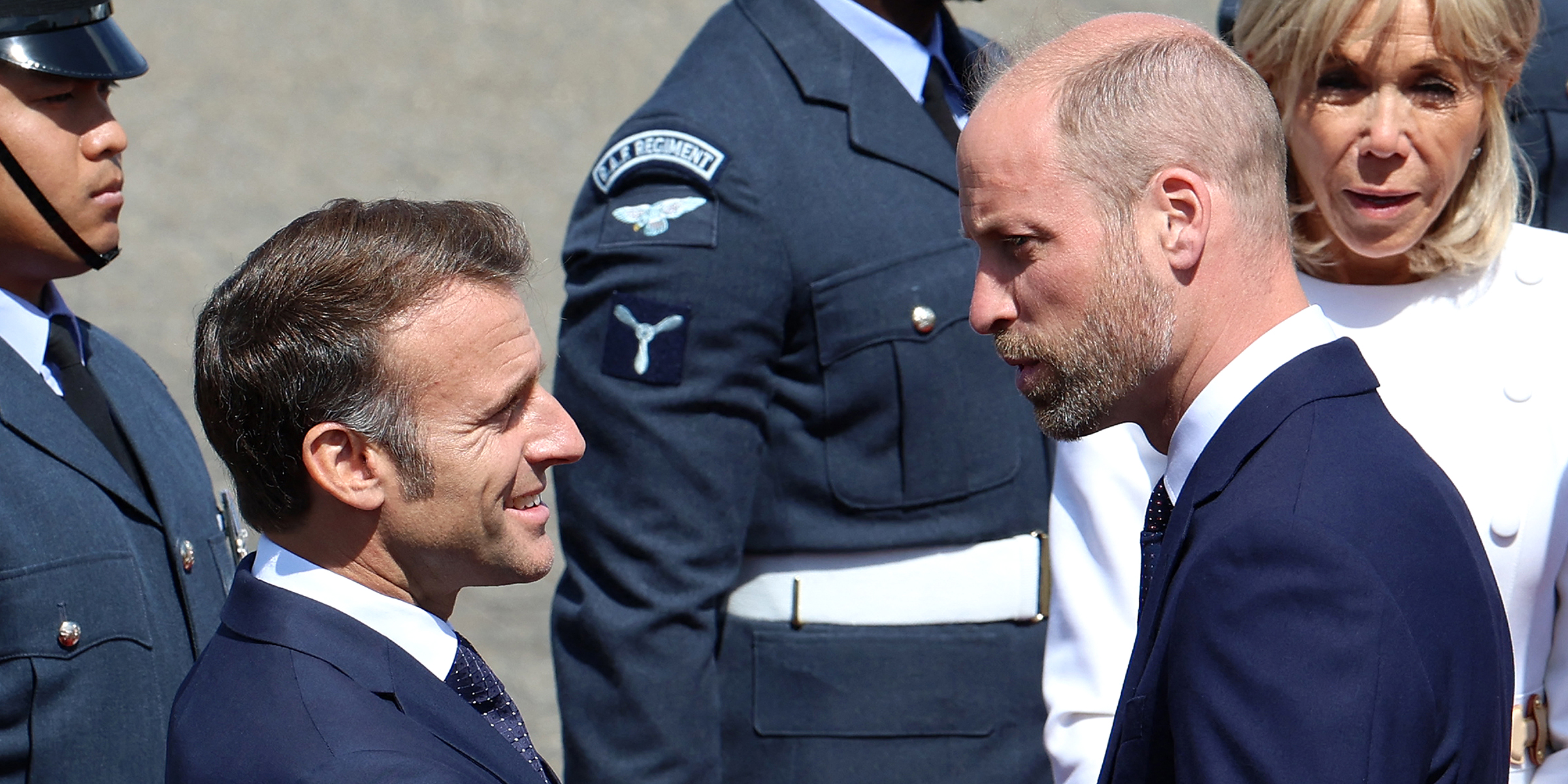 French President Emmanuel Macron, Prince William, and French First Lady Brigitte Macron. | Source: Getty Images