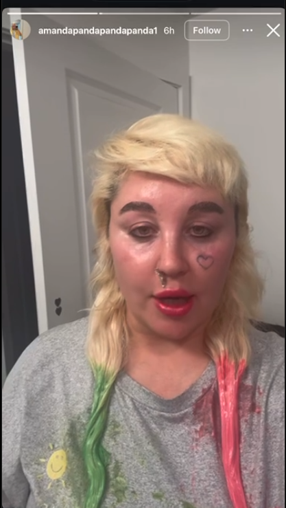 Amanda Bynes talking about dyeing her hair on Instagram Stories, posted in May 2025.