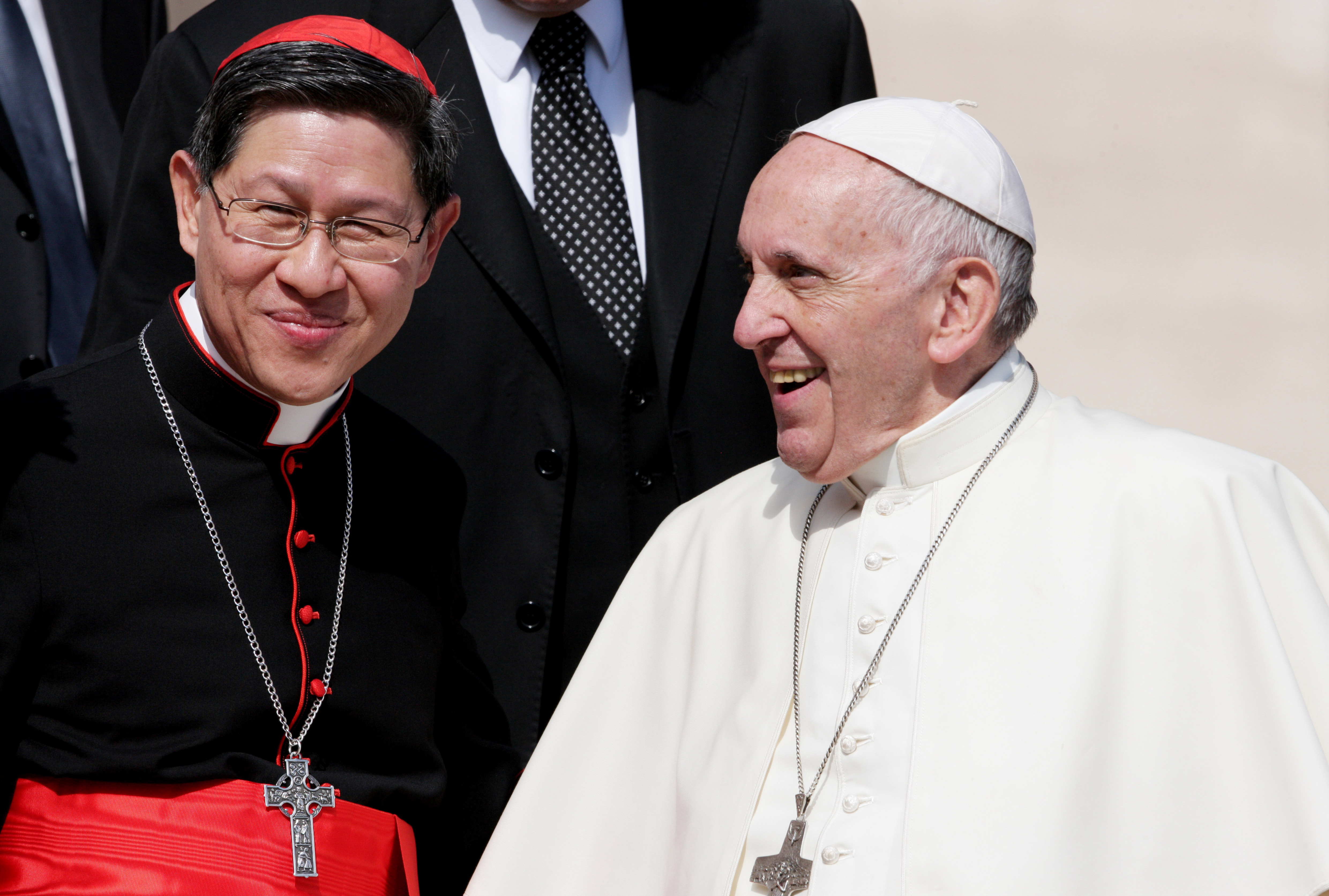 Pope Francis together with President of Caritas Internationalis Cardinal Luis Antonio Tagle, in Vatican City, on September 27, 2017 | Source: Getty Images