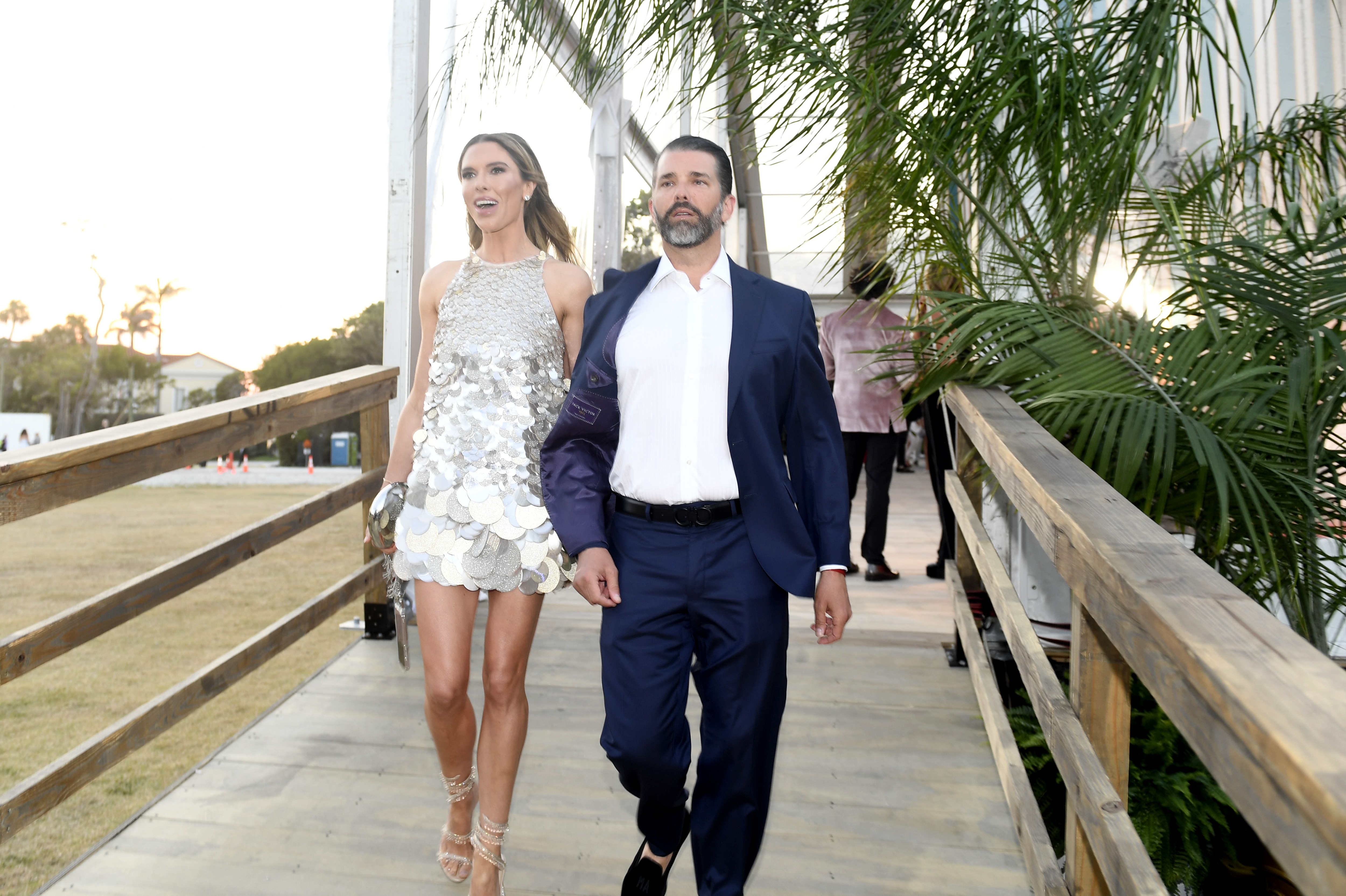 Donald Trump Jr. and Bettina Anderson attend amfAR Palm Beach Gala on March 15, 2025, in Palm Beach, Florida | Source: Getty Images