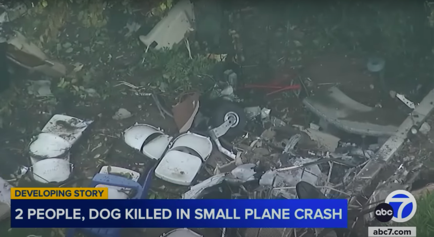 A view of the plane parts and debris after the crash. | Source: YouTube/ABC7