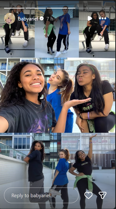 Another collage from Ariel Rebecca captures Carla Jeffery laughing and posing with friends and fellow Zombies cast members, offering a glimpse of the friendships she formed behind the scenes. | Source: Instagram/babyariel