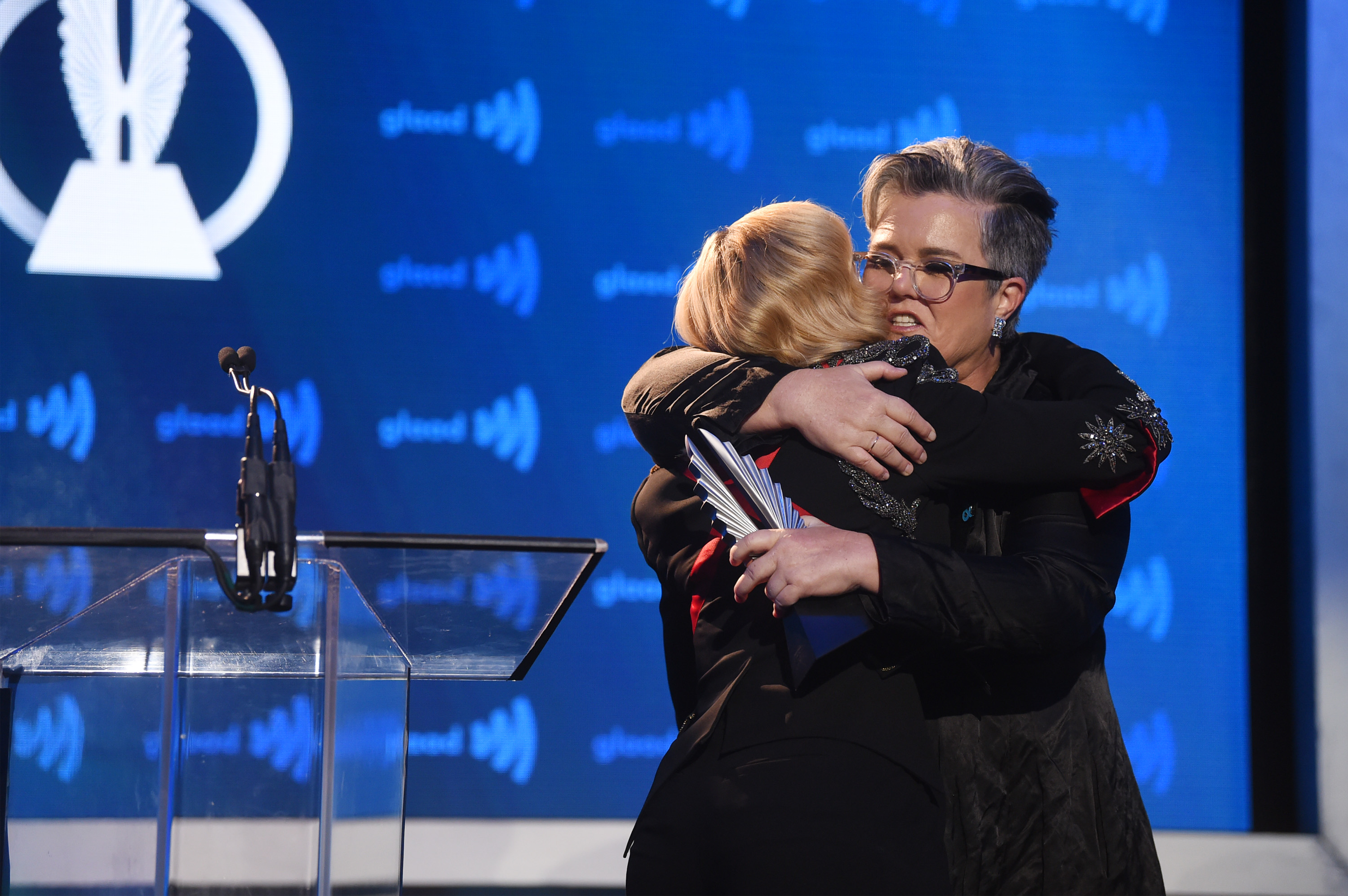 They have different parenting styles. At this event, Madonna and Rosie O'Donnell embraced on stage during the 30th Annual GLAAD Media Awards New York at New York Hilton Midtown on May 4, 2019, in New York City, New York. | Source: Getty Images