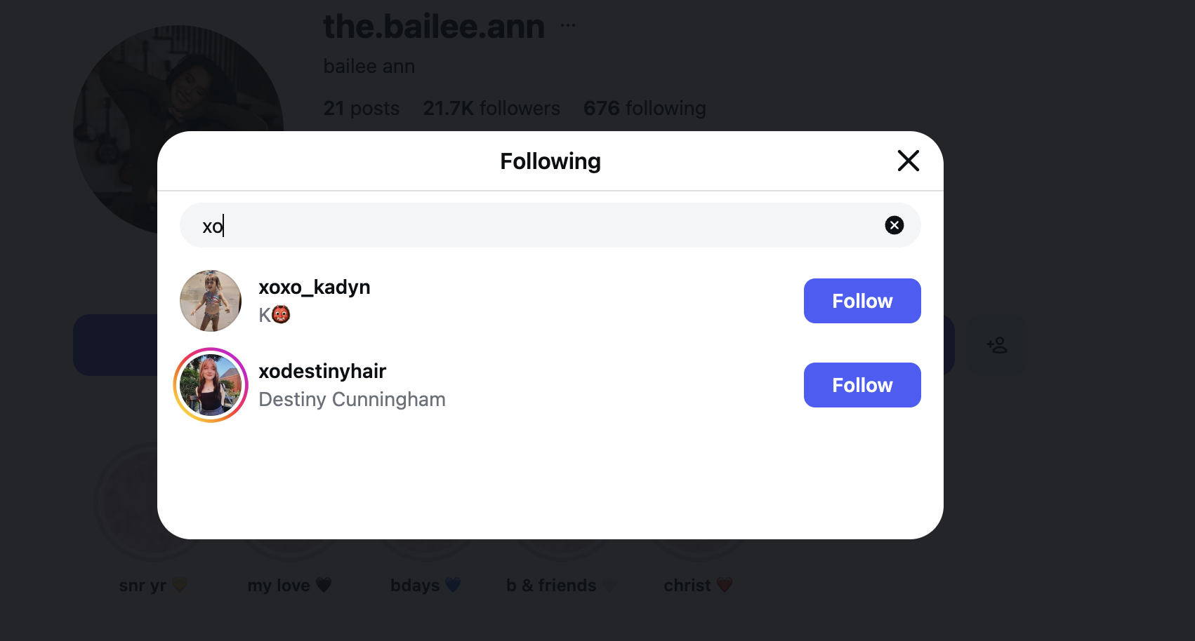 Bailee's posts were followed by another subtle development: despite previously sharing moments online, she and Bunnie now appear to be absent from each other's Instagram following lists. Neither has publicly addressed the apparent change. | Source: Instagram/the.bailee.ann