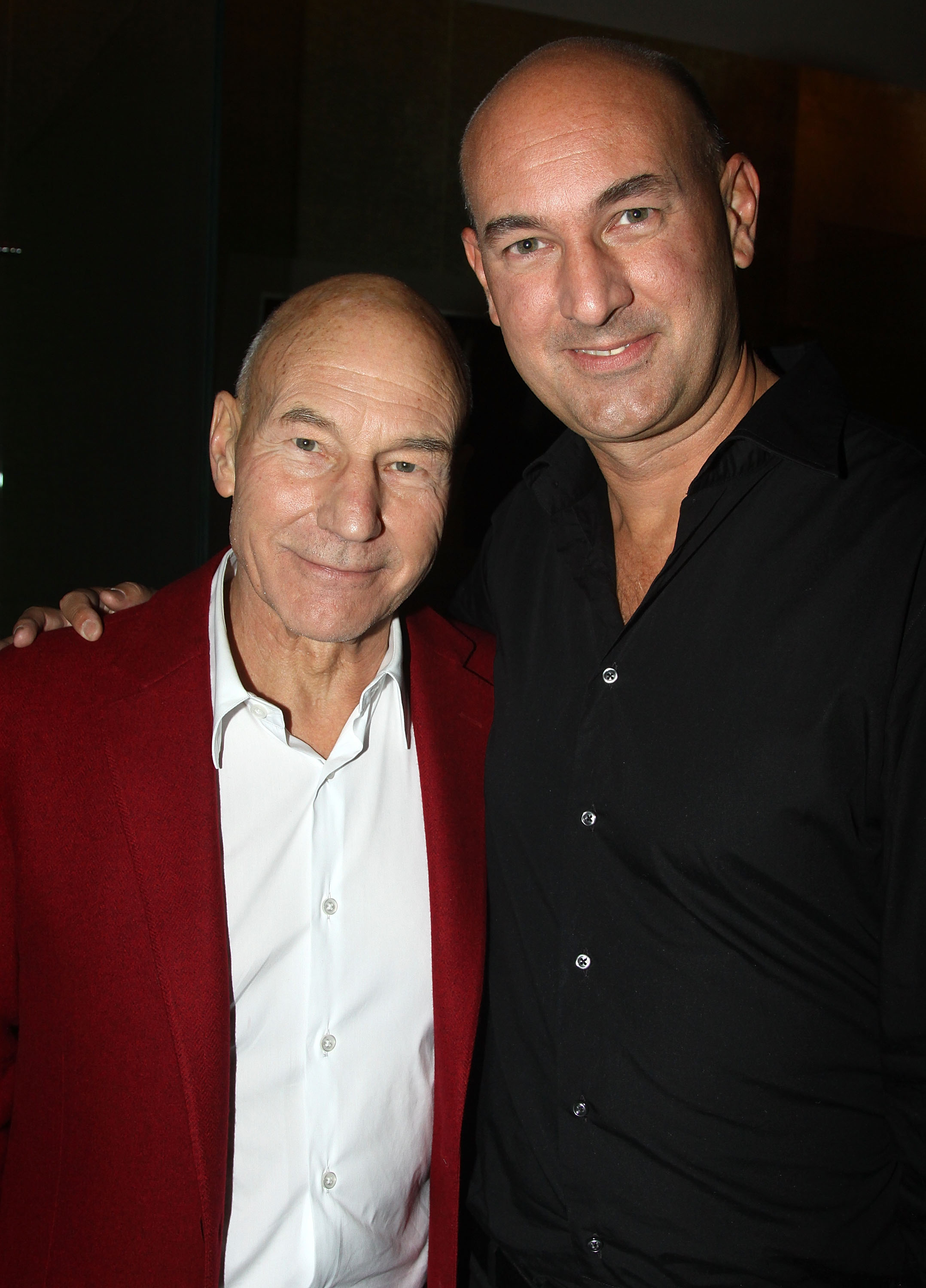 Patrick Stewart poses with his son Daniel, who also pursued an acting career. The father and son shared the stage in the 2001 production of Johnson Over Jordan, a memory Daniel later revisited by posting a throwback photograph after his father's death. | Source: Getty Images.