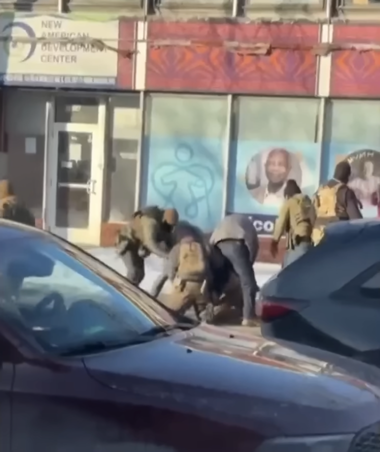 Bystander footage showing Alex Pretti surrounded by ICE agents in Minnesota on January 24, 2026 | Source: YouTube/NBC News