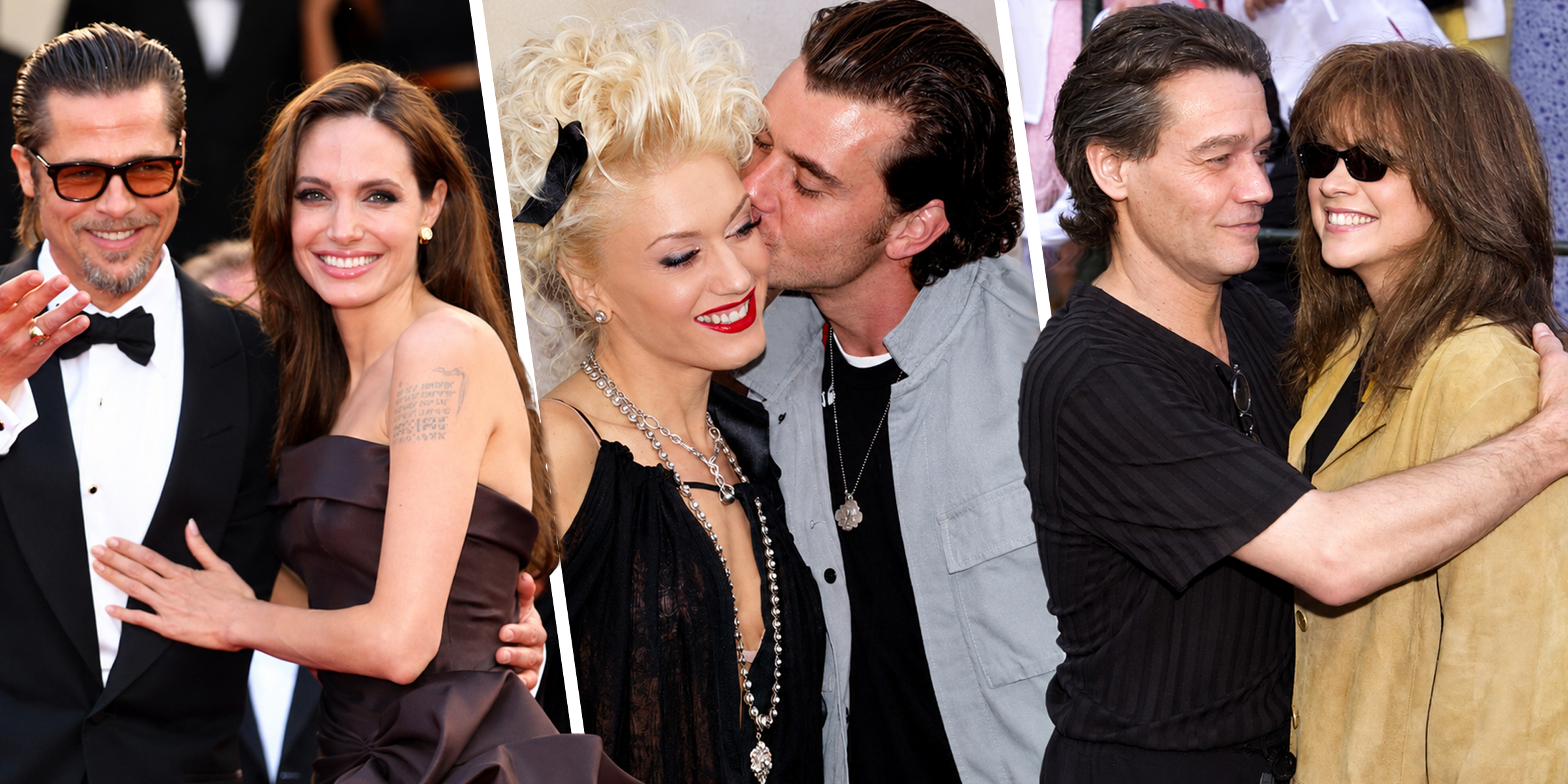 Brad Pitt and Angelina Jolie. | Gwen Steffani and Gavin Rossdale. | Eddie Van Halen and Valerie Bertinelli. | Source: Getty Images