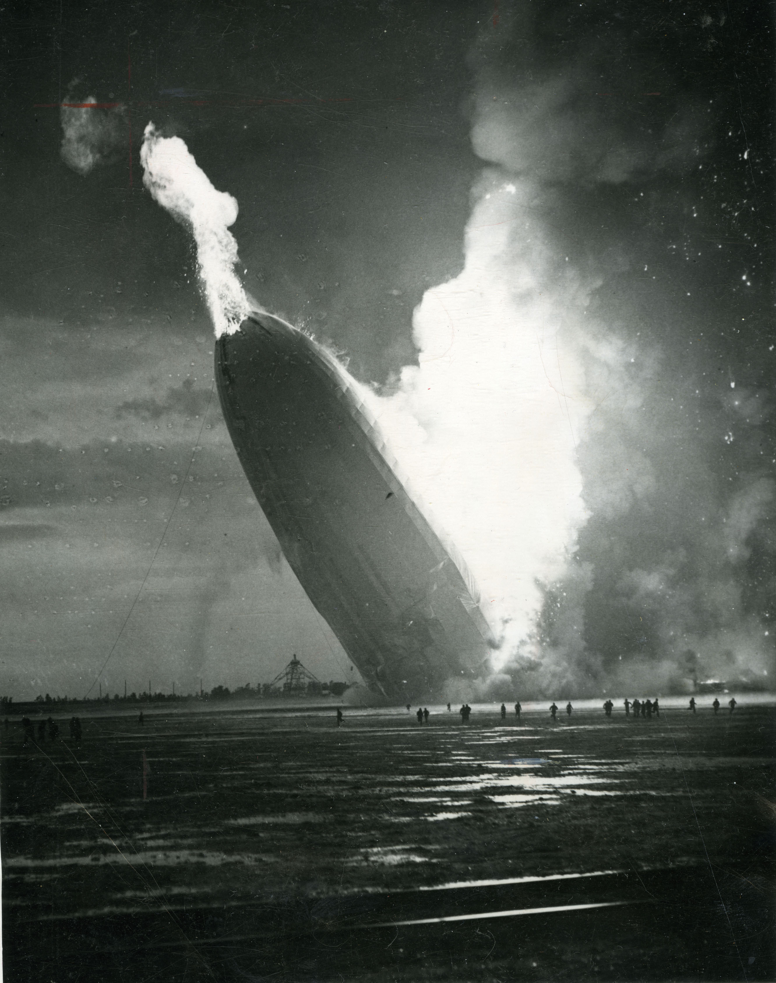 The Hindenburg crashing in flames, 1937. | Source: Getty Images