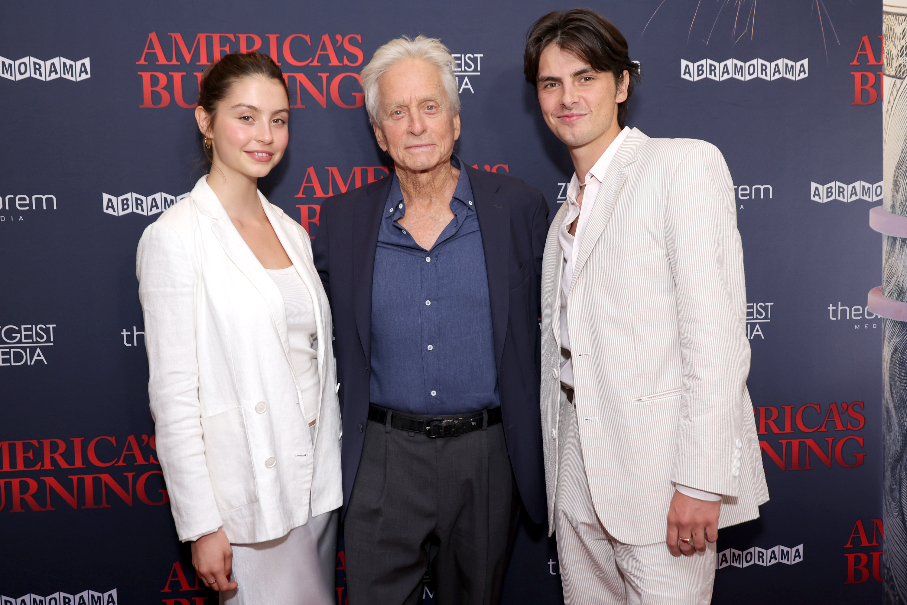 Michael poses with Carys and Dylan at a New York screening in 2024. With both children grown and out of the family home, Michael and Catherine decided it was time to put Longmeadow on the market. | Source: Getty Images