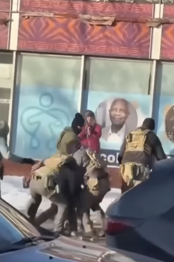 Bystander footage showing Alex Pretti surrounded by ICE agents in Minnesota on January 24, 2026 | Source: YouTube/NBC News