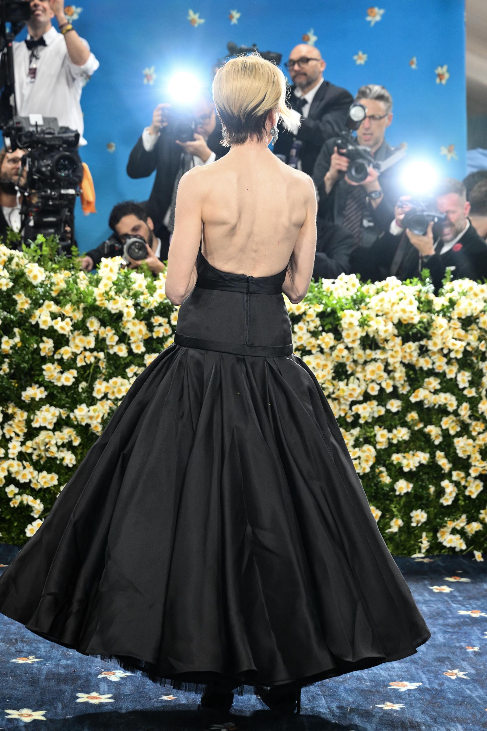 Nicole Kidman debuts a tailored short hairstyle and strapless black gown at the Met Gala in New York on May 5, 2025 | Source: Getty Images