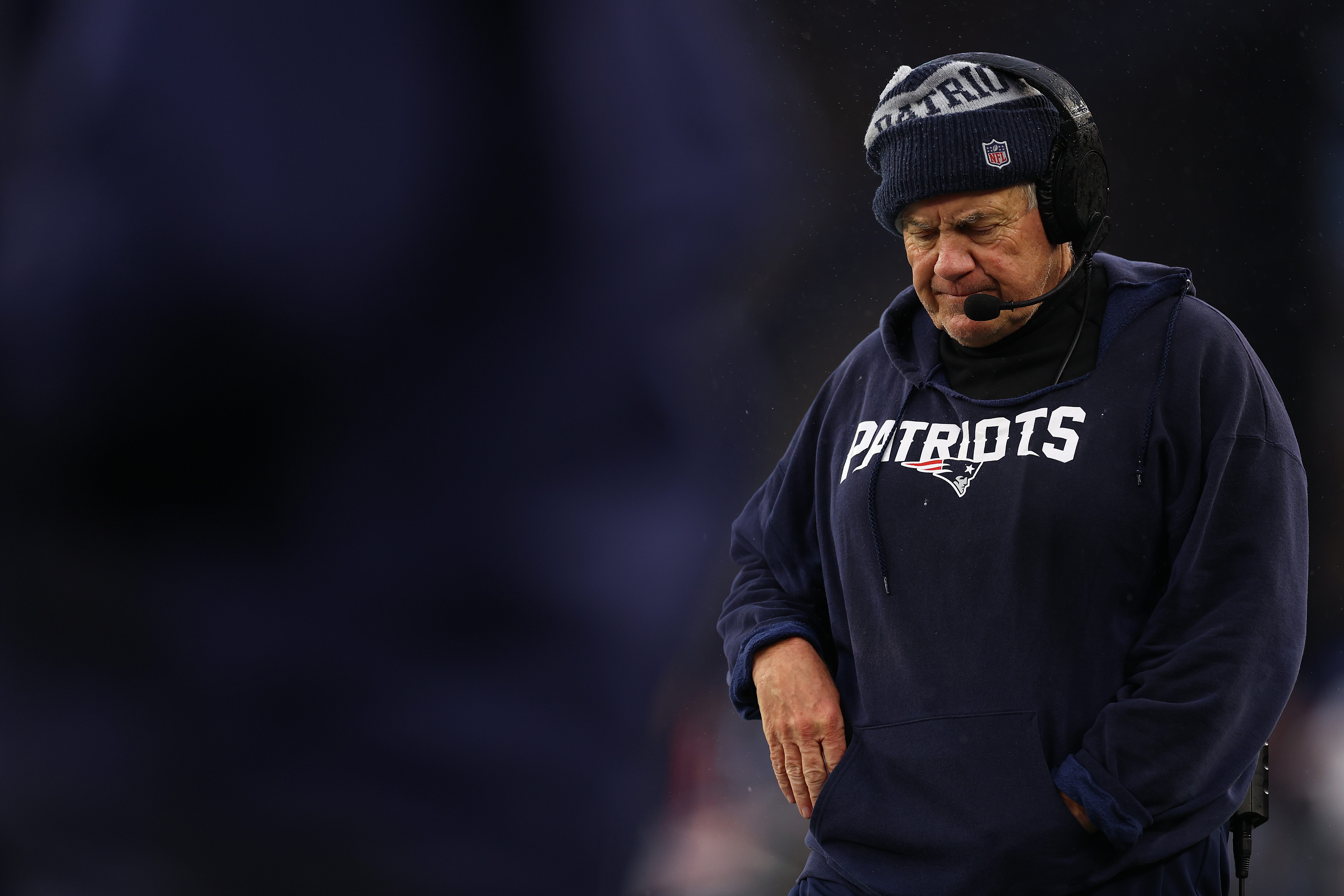 Then New England Patriots Head Coach Bill Belichick during the game against the Los Angeles Chargers at Gillette Stadium on December 3, 2023, in Foxborough, Massachusetts. | Source: Getty Images