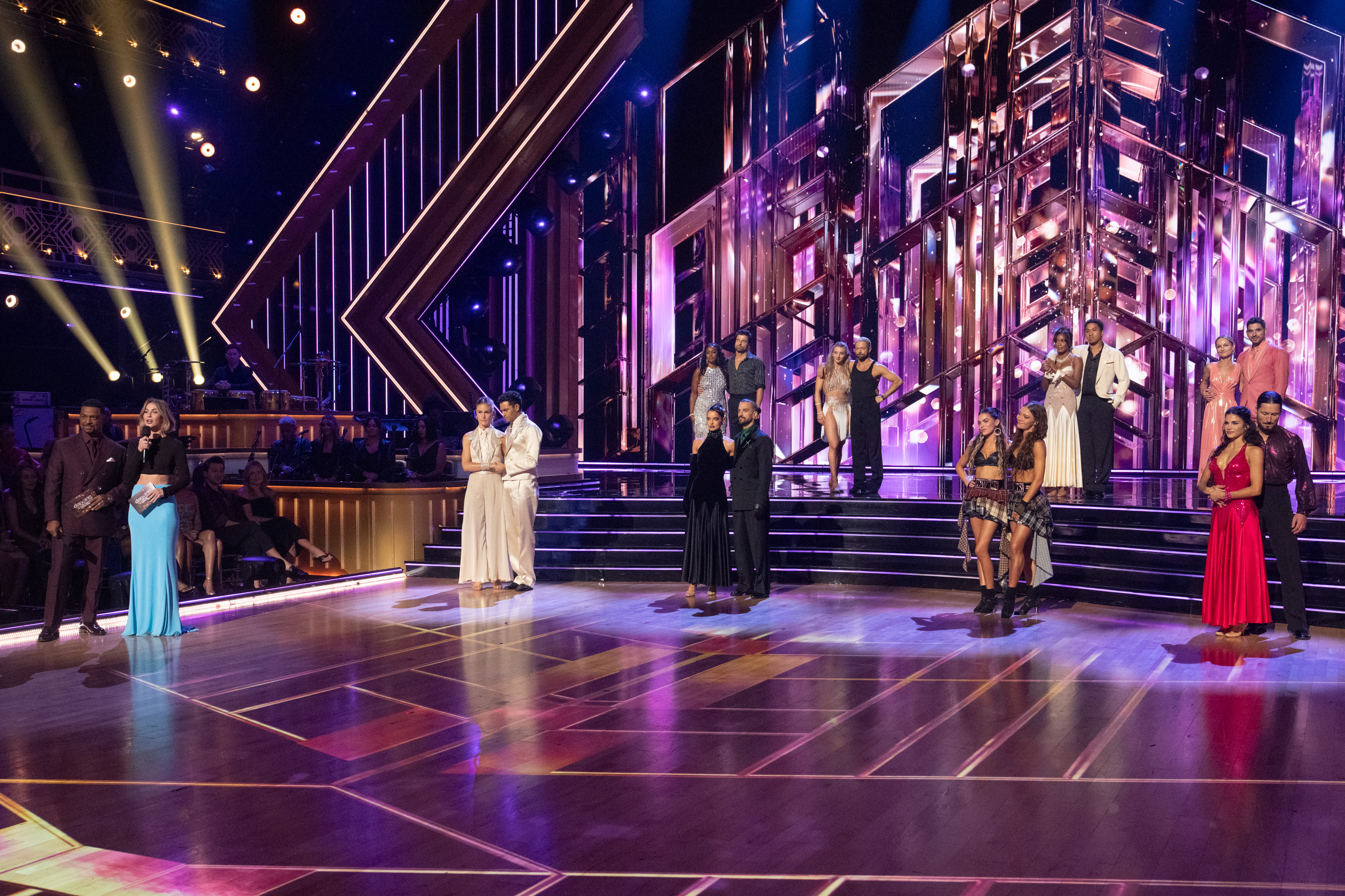 The couples await the outcome on the second night of the Season 35 premiere. Before the elimination was revealed, some viewers were already questioning how the female contestants had been scored. | Source: Getty Images