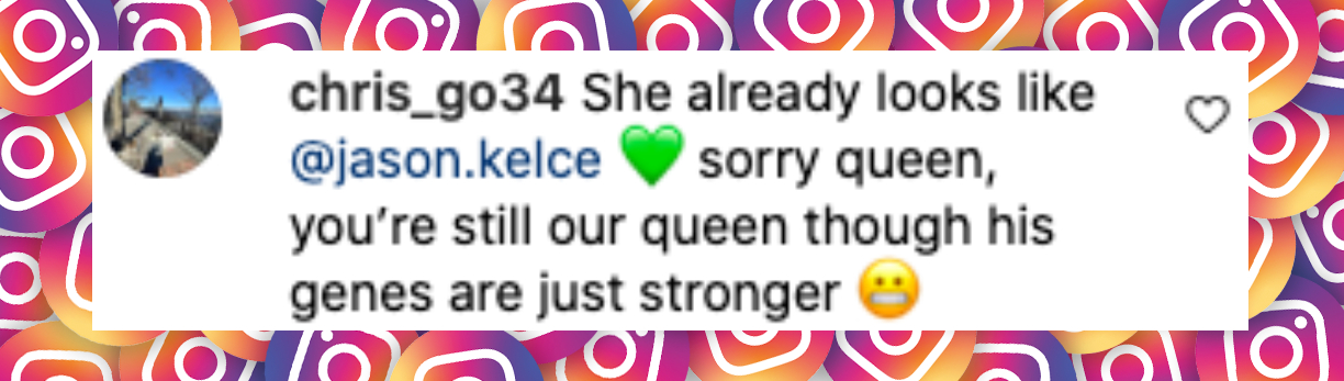 Fan comment about Kylie and Jason Kelce's newborn daughter, posted on April 2, 2025. | Source: Instagram/kykelce