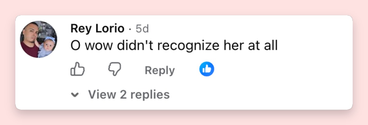 Comments like this quickly appeared beneath the video as many viewers admitted they barely recognized Ray while watching the clip. | Source: Facebook/Rachael Ray