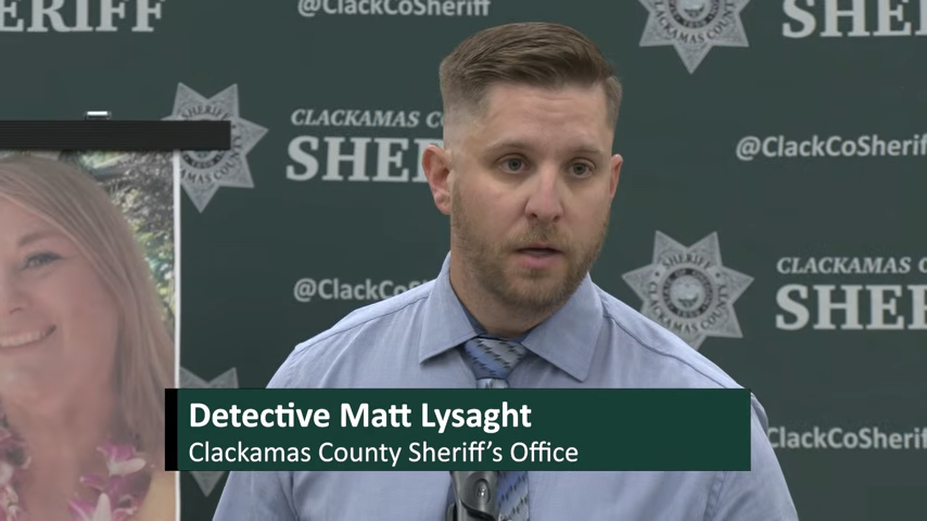 Detective Matt Lysaght of the Clackamas County Sheriff's Office discusses details of the investigation during a news conference on the Happy Valley case. | Source: YouTube/@ClackCoSheriff