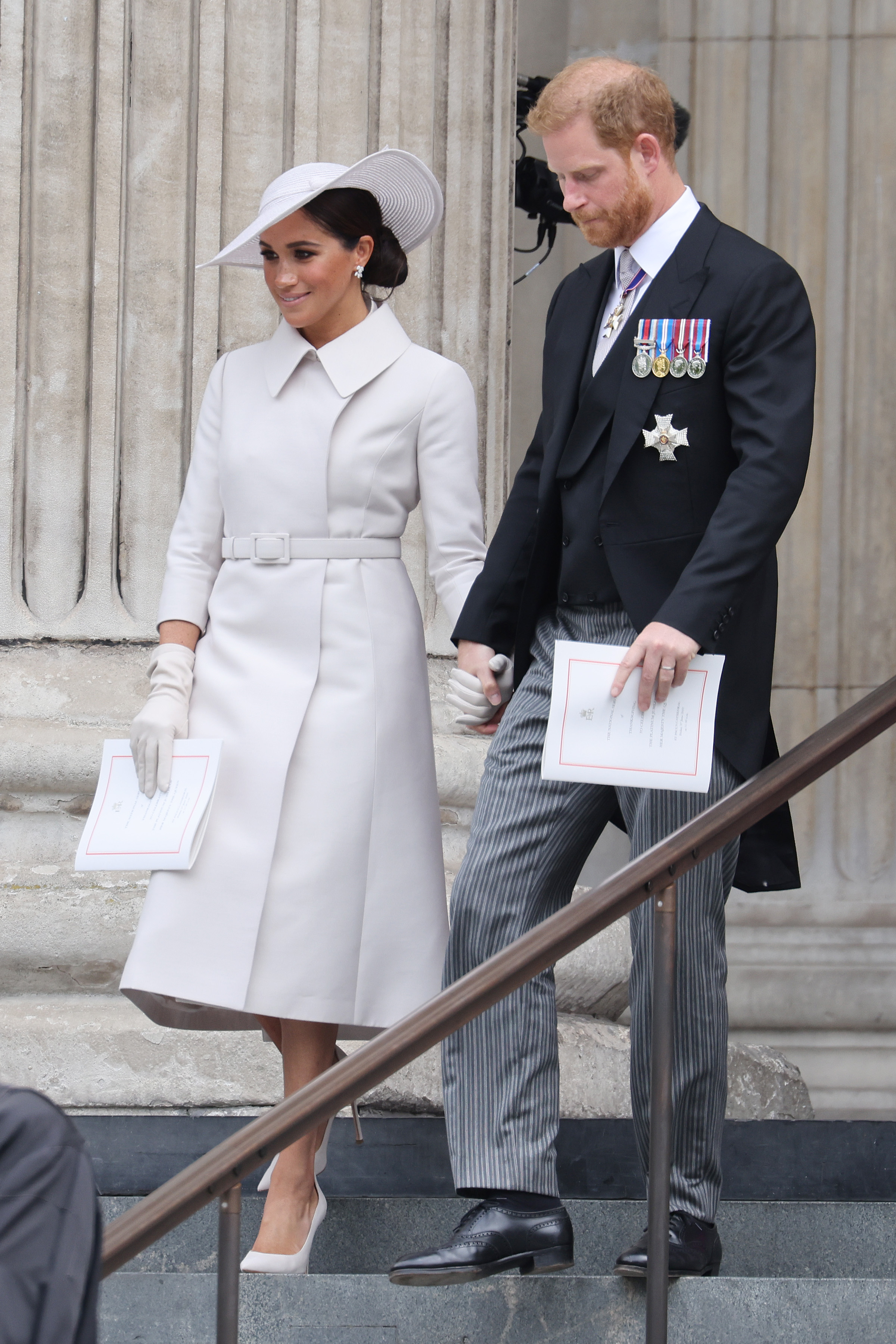 Meghan, Duchess of Sussex and Prince Harry, Duke of Sussex departing St. Paul's Cathedral after the Queen Elizabeth II Platinum Jubilee 2022, the National Service of Thanksgiving, on June 3 in London, England. | Source: Getty Images