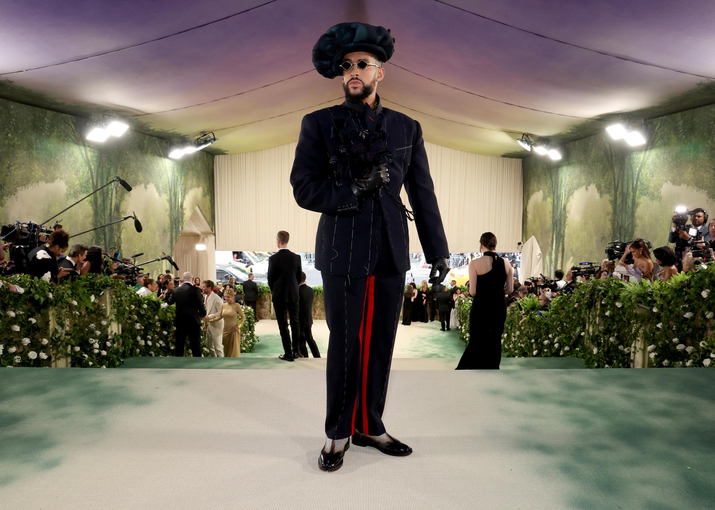 Bad Bunny at the Met Gala Celebrating "Sleeping Beauties: Reawakening Fashion" on May 6, 2024, in New York City. | Source: Getty Images